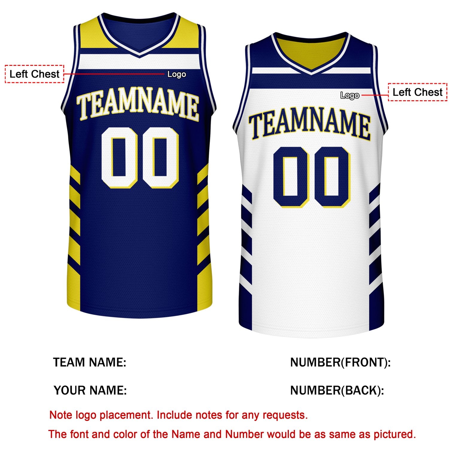 Custom Reversible Navy White Basketball Jersey | Personalized Team Jersey | Vosoli