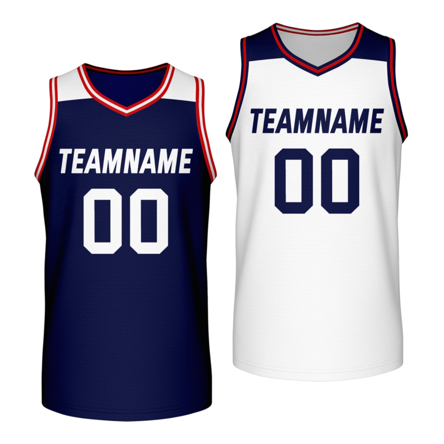 Custom reversible navy white basketball jersey, personalized team name number Logo breathable Mesh sports top for men women youth game practice - Vosoli