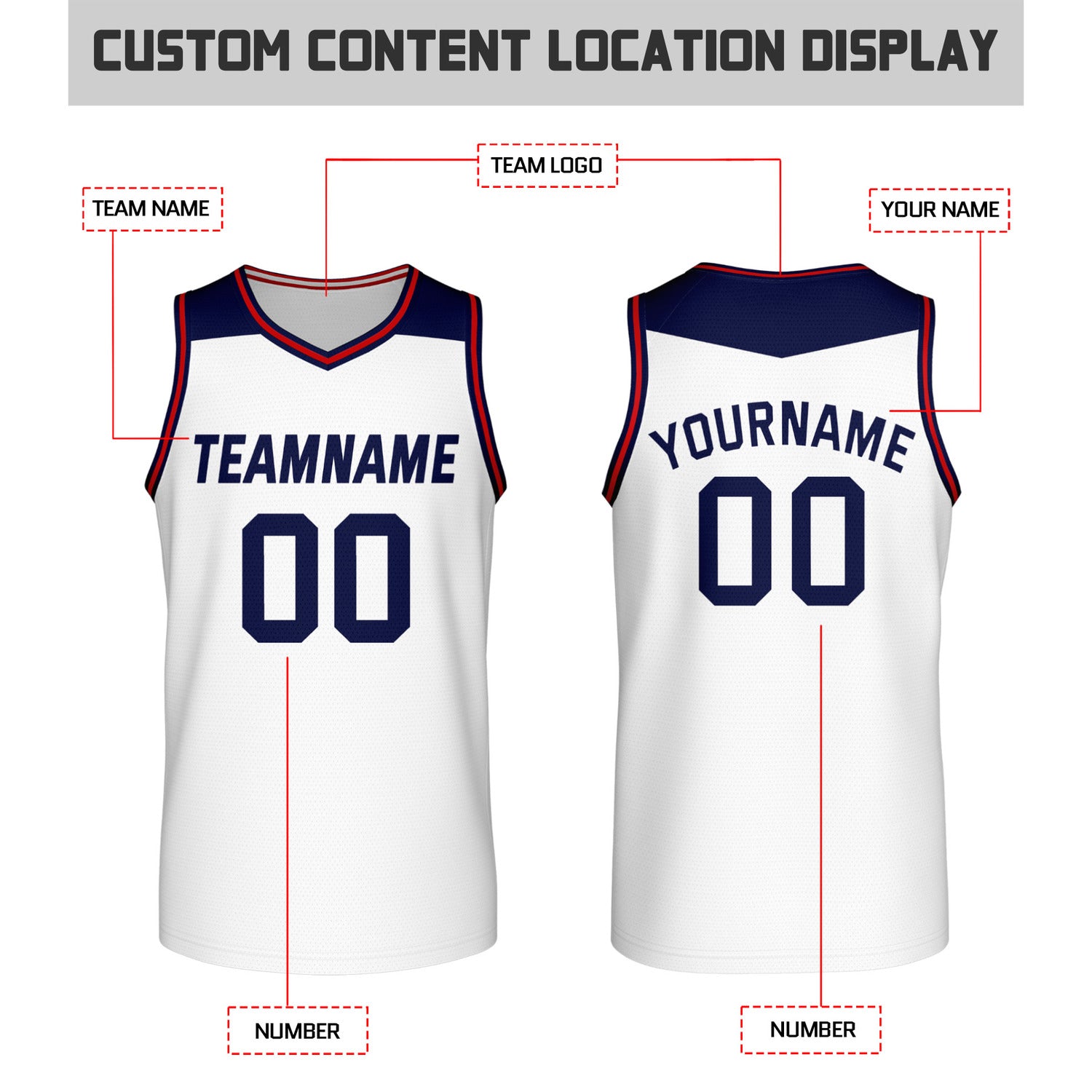 Custom Reversible Navy & White Mesh Basketball Jersey | Personalized Team Jersey | Vosoli