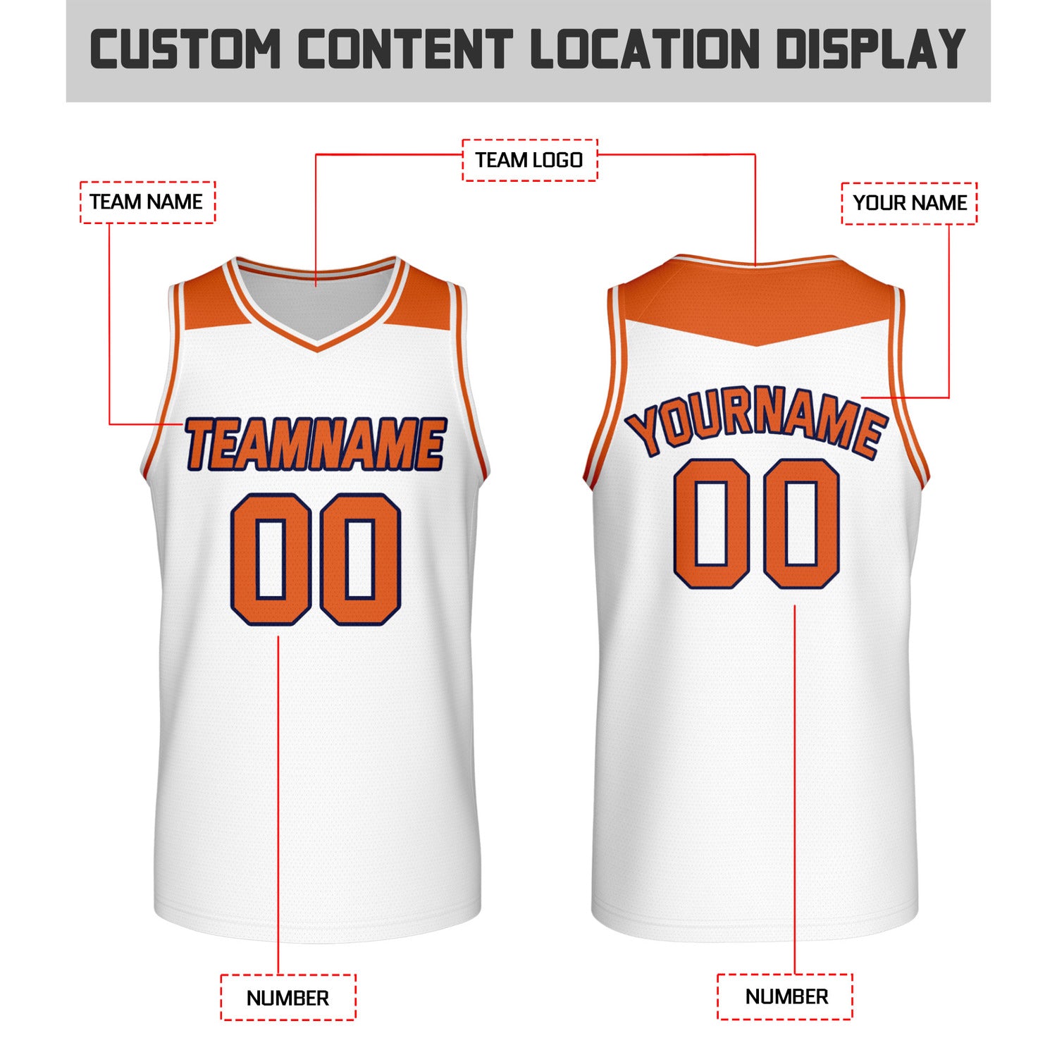 Custom Reversible Orange & White Mesh Basketball Jersey | Personalized Team Jersey | Vosoli