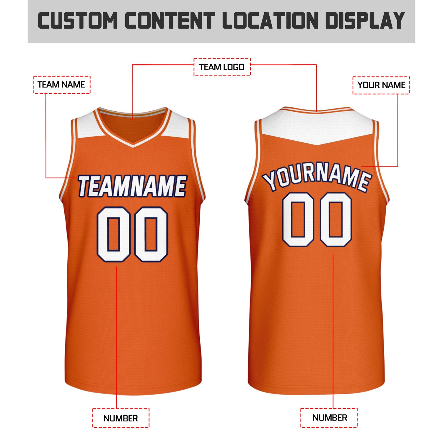 Custom Reversible Orange & White Mesh Basketball Jersey | Personalized Team Jersey | Vosoli