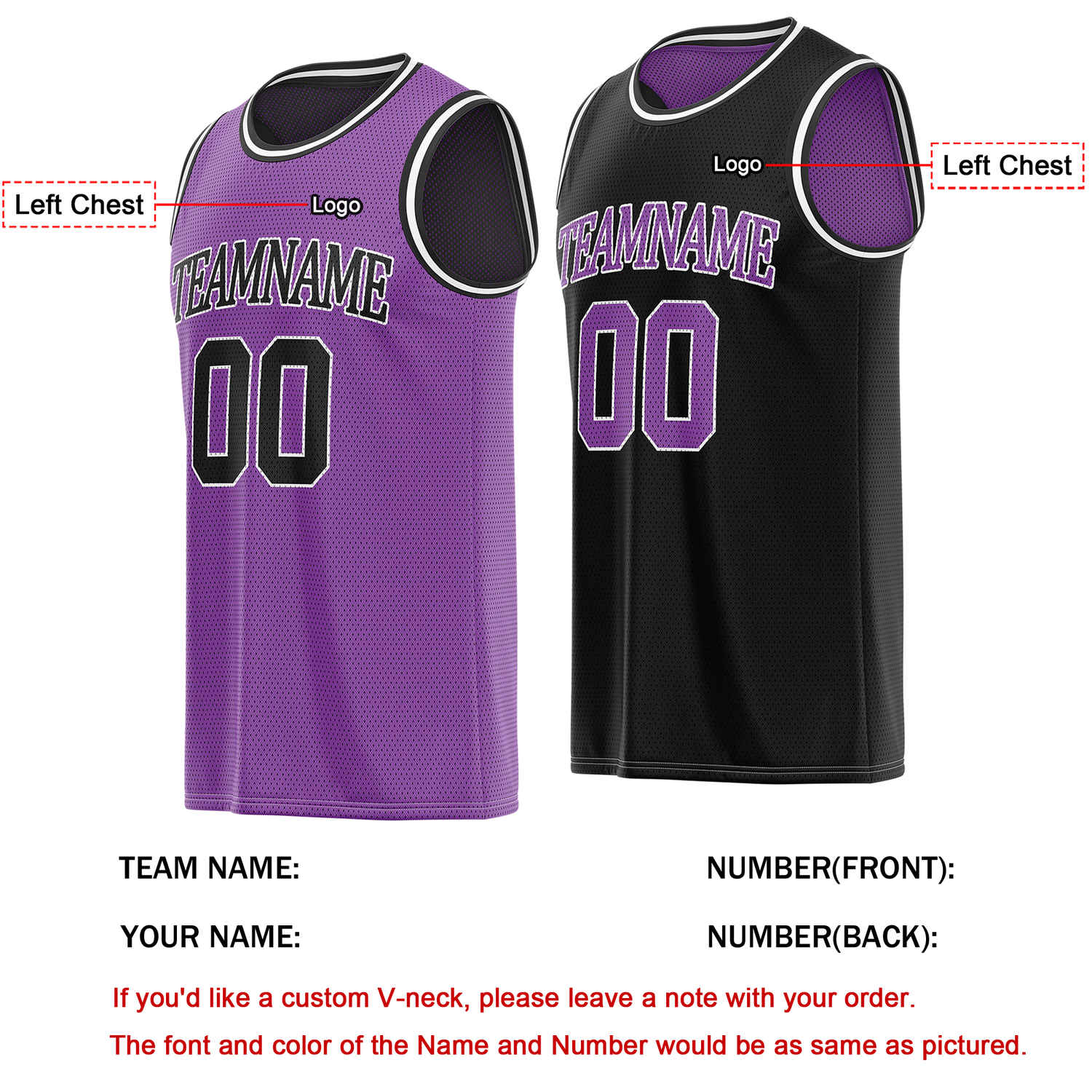 Custom Reversible Purple & Black Basketball Jersey | Personalized Team Name & Number - Vosoli