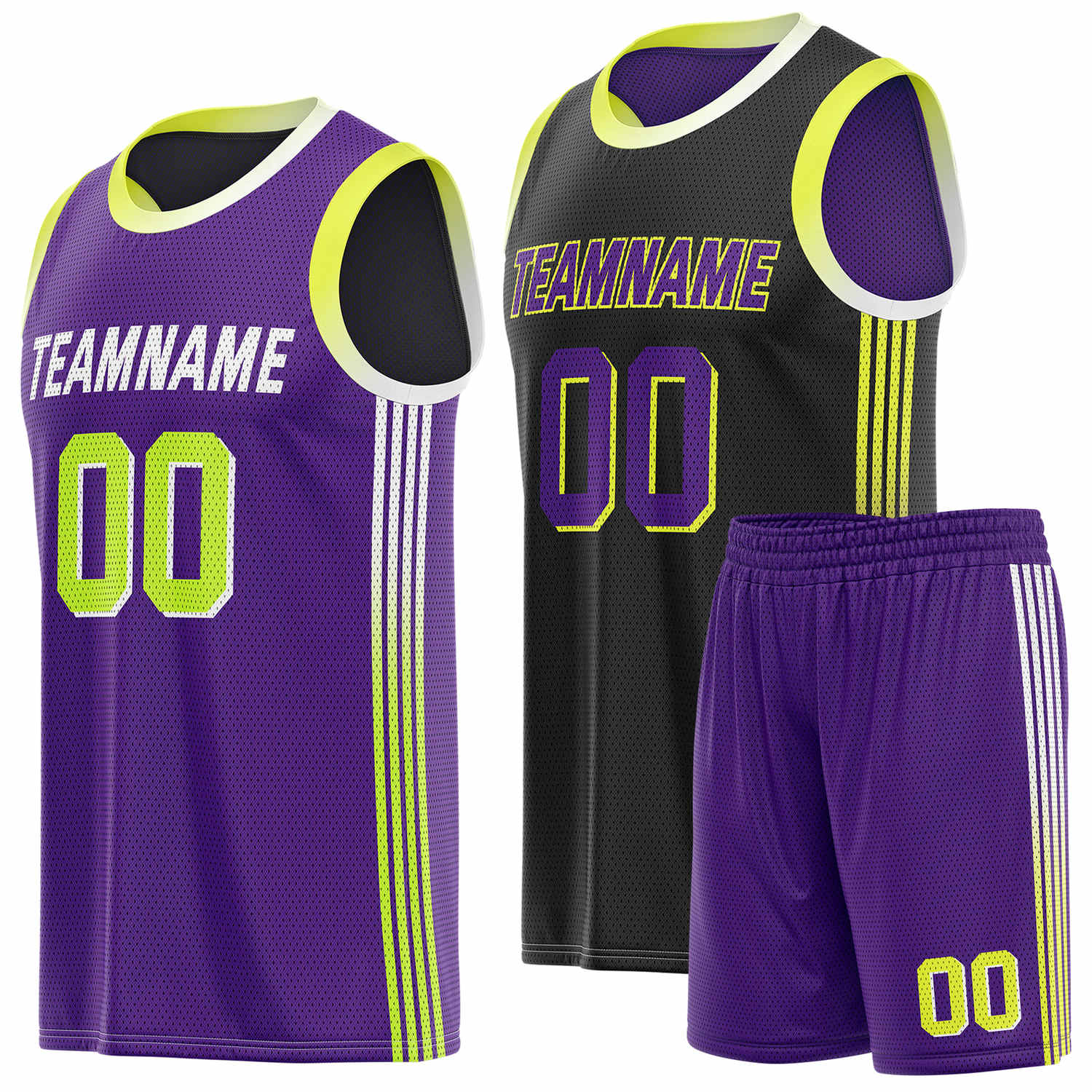 Custom Reversible Purple Black Basketball Uniform Set | Team & Player Name - Vosoli