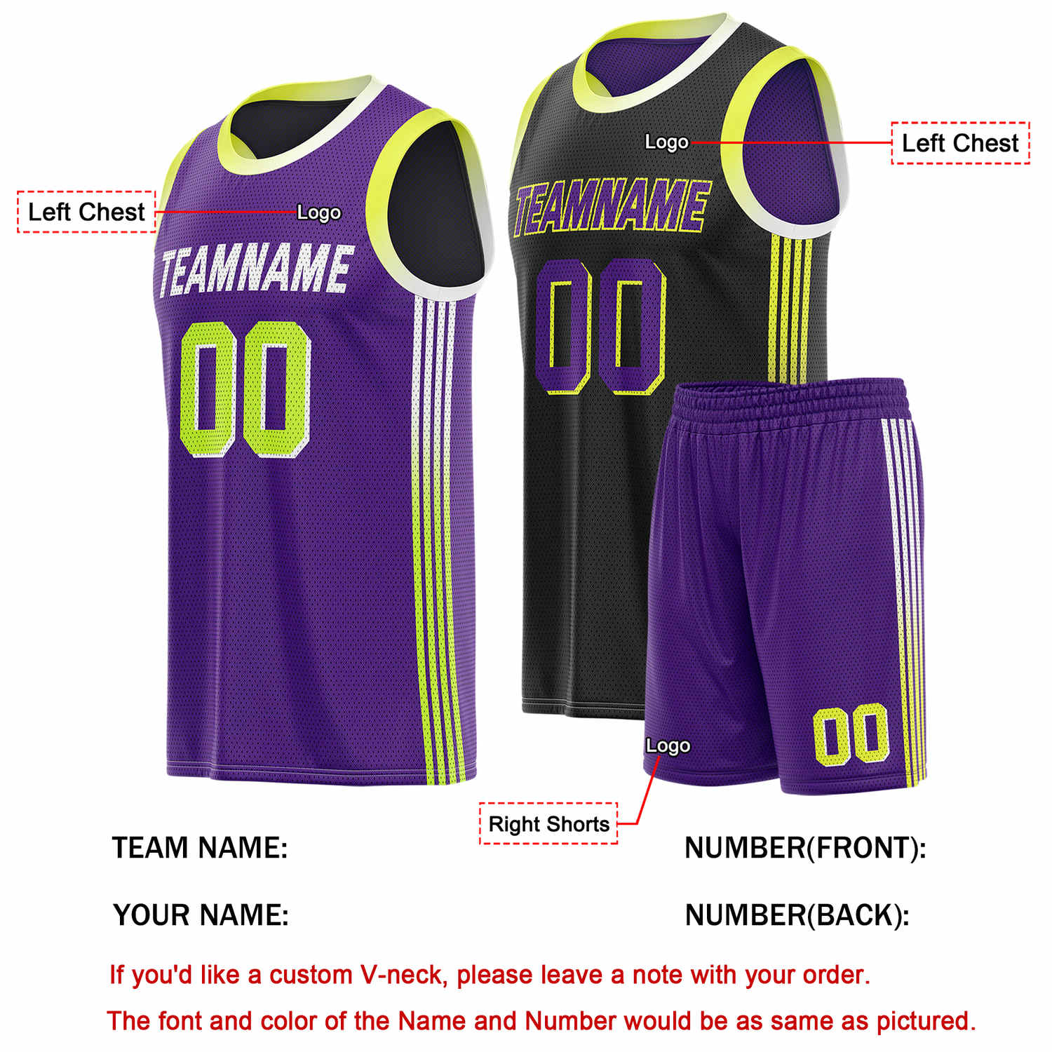 Custom Reversible Purple Black Basketball Uniform Set | Team & Player Name - Vosoli