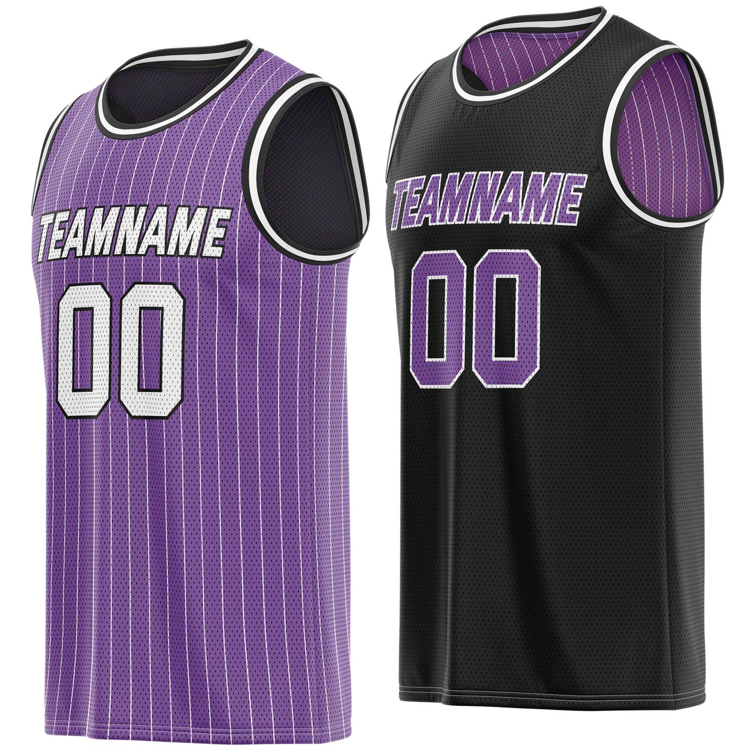 Custom Reversible Purple Black Striped Mesh Basketball Jersey | Team & Player Name - Vosoli