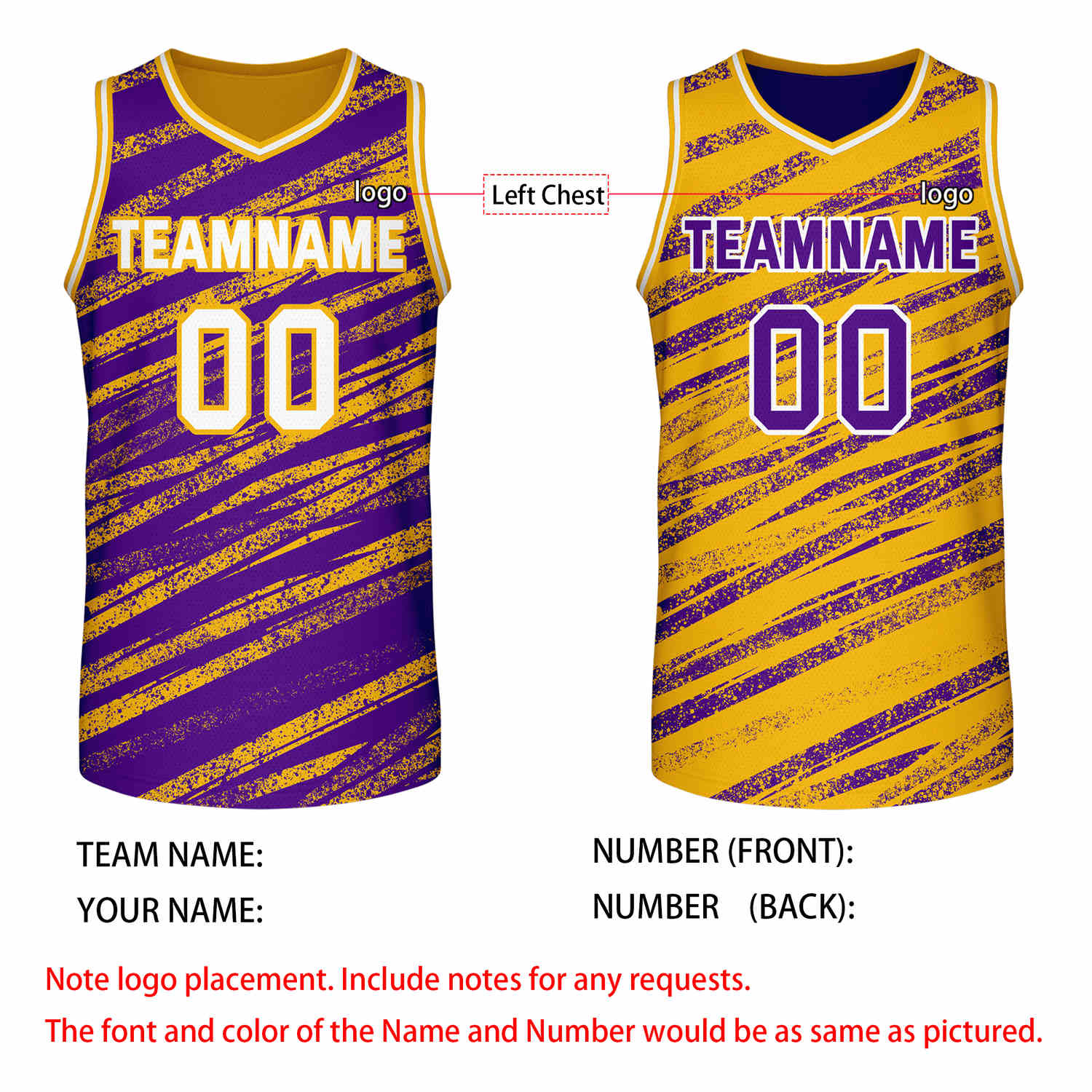 Custom Reversible Purple Gold Basketball Jersey | Team & Player Name - Vosoli