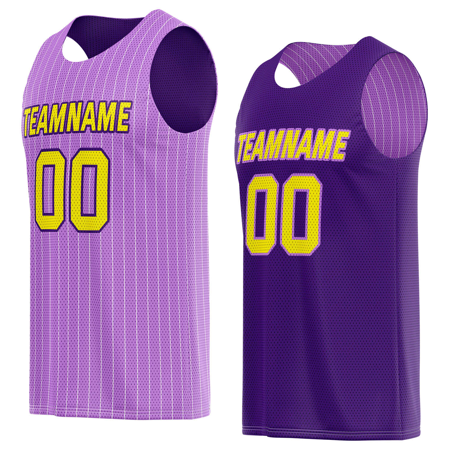 Custom Reversible Light Purple Dark Purple Pinstripe Basketball Jersey, Personalized Team Name Number Breathable Mesh Uniform for Men Women Youth