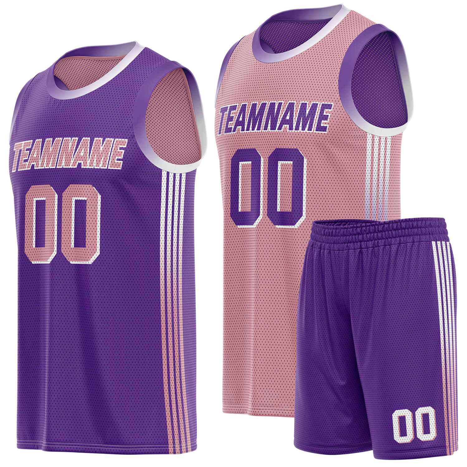 Custom Reversible Purple Pink Basketball Uniform Set | Team & Player Name - Vosoli
