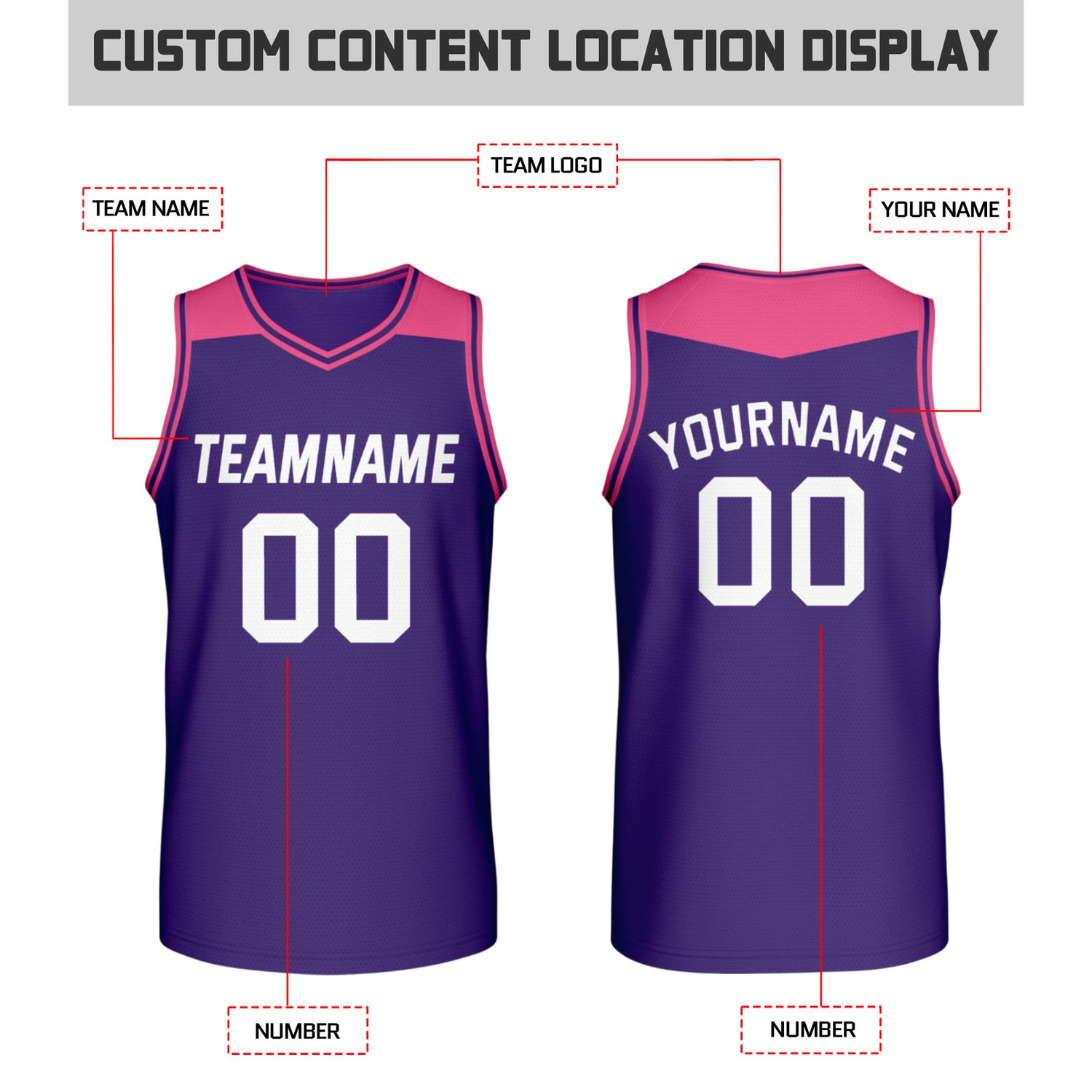 Custom Reversible Purple & Pink Mesh Basketball Jersey | Personalized Team Jersey | Vosoli