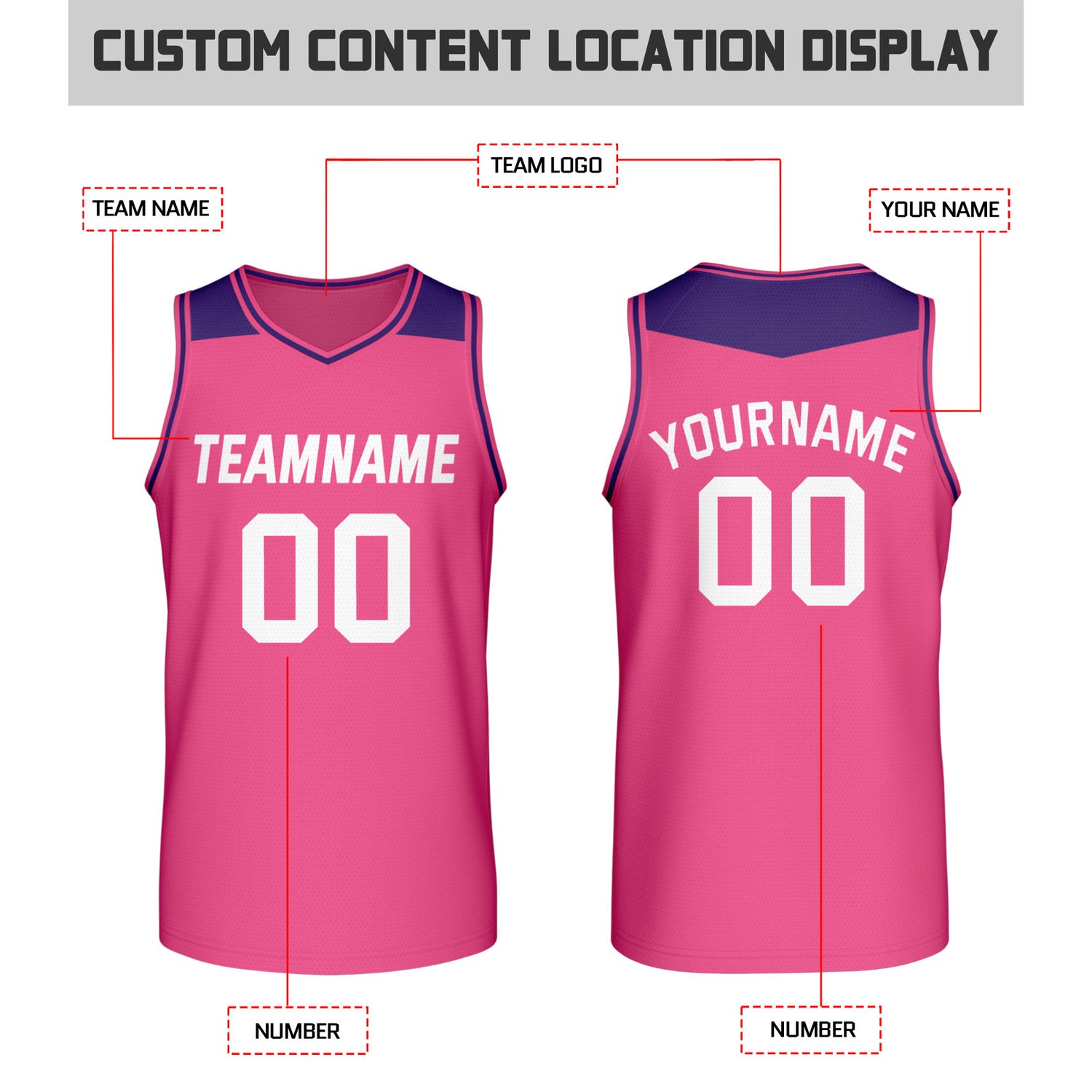 Custom Reversible Purple & Pink Mesh Basketball Jersey | Personalized Team Jersey | Vosoli