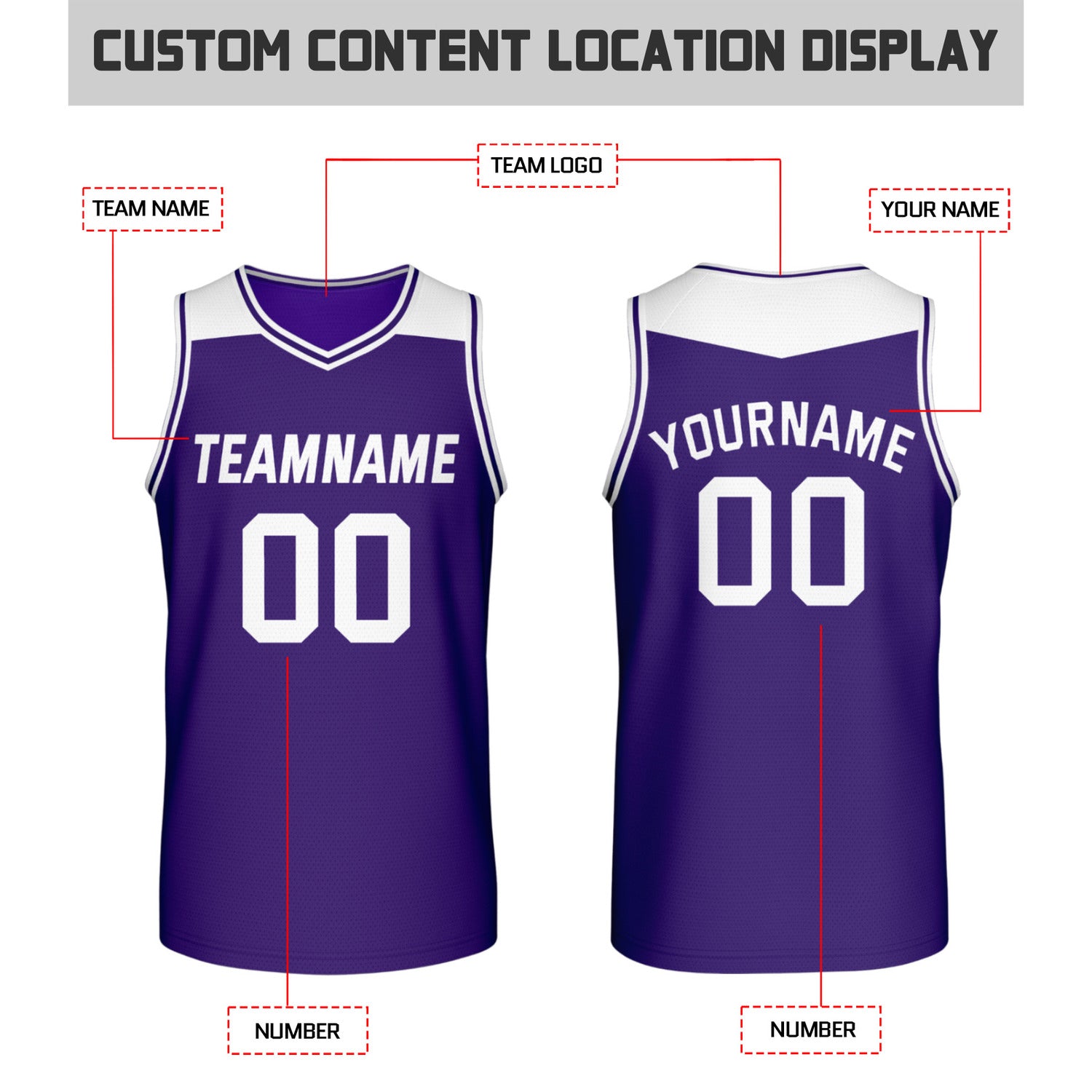 Custom Reversible Purple & White Mesh Basketball Jersey | Personalized Team Jersey | Vosoli