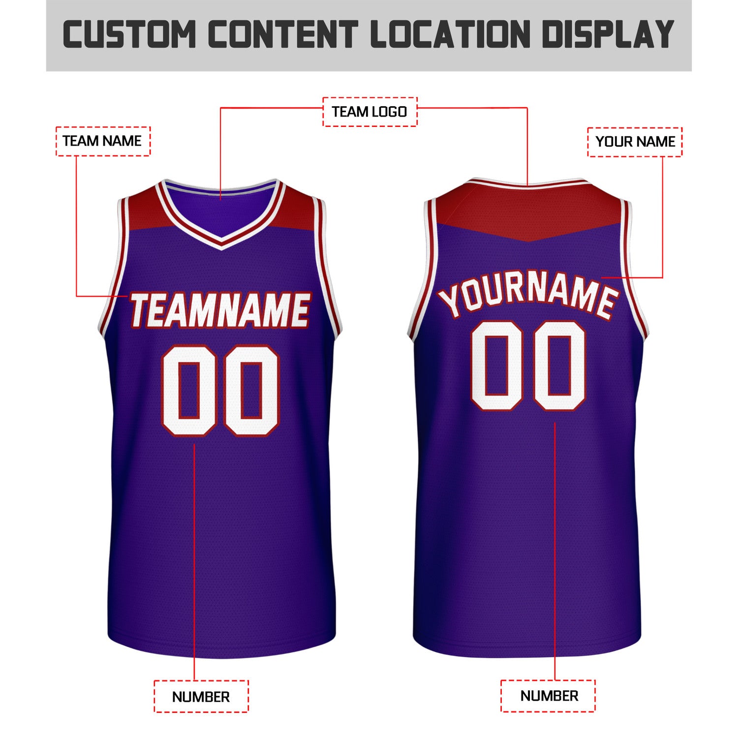 Custom Reversible Red & Purple Mesh Basketball Jersey | Personalized Team Jersey | Vosoli