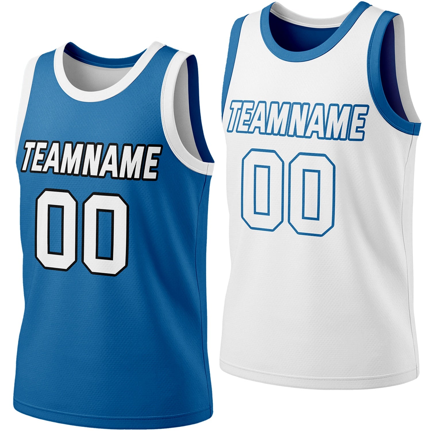 Custom reversible royal blue & white basketball jersey, personalized team name number logo, breathable mesh fabric sports top for men women youth Adult game practice - Vosoli