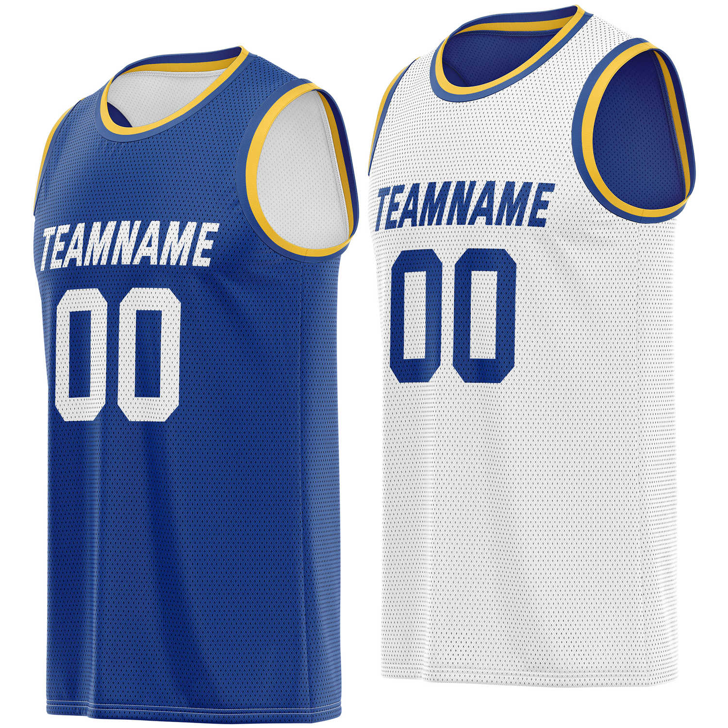 Custom reversible royal blue white basketball jersey, personalized team name number Logo breathable Mesh sports top for men women youth game practice - Vosoli