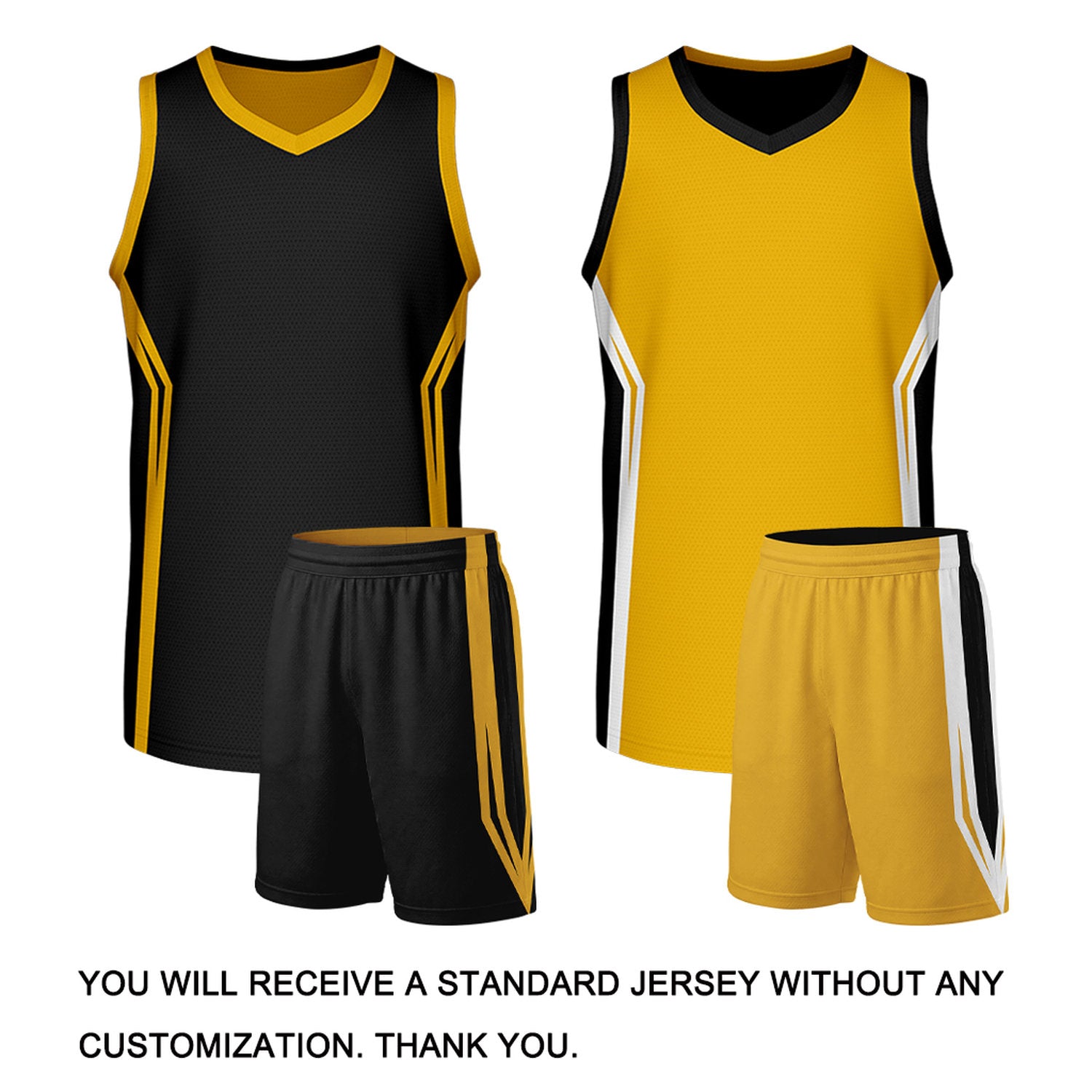 Custom Black & Gold Reversible Basketball Uniform Set | Personalized Team Uniforms for Adult & Youth