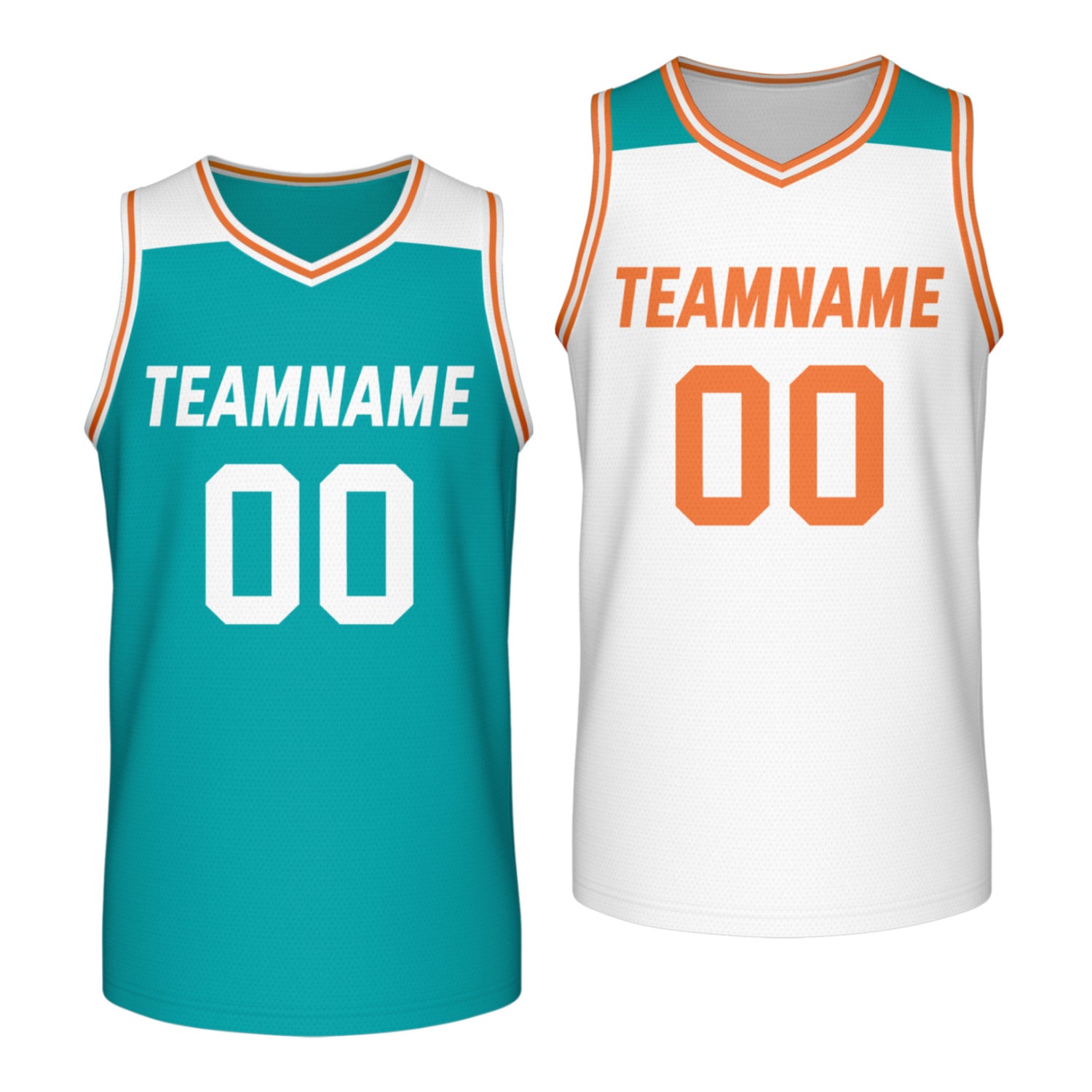 Custom reversible teal white basketball jersey, personalized team name number Logo breathable Mesh sports top for men women youth game practice - Vosoli