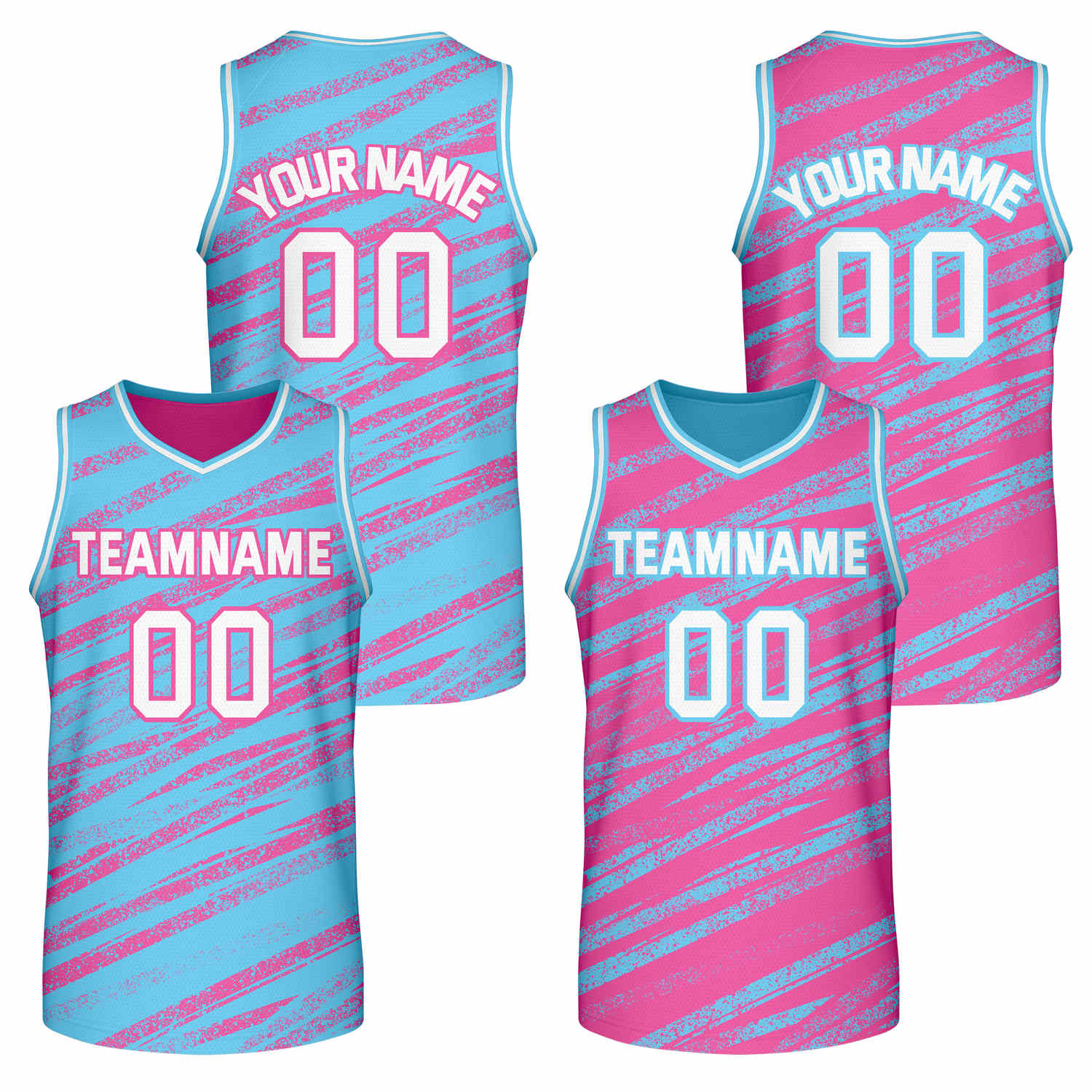 Custom Reversible Turquoise Pink Basketball Jersey | Team & Player Name - Vosoli