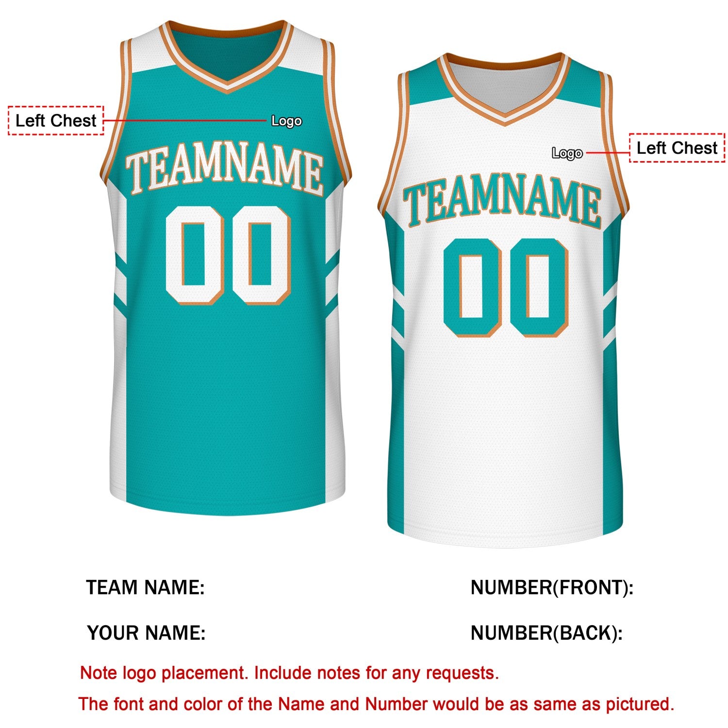 Custom Reversible Turquoise White Basketball Jersey | Personalized Team Jersey | Vosoli