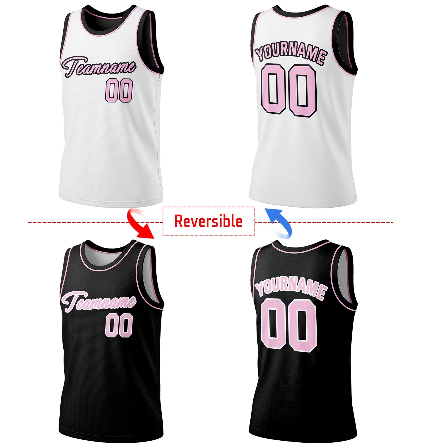Custom Reversible White & Black Basketball Jersey | Personalized Team Jersey | Vosoli