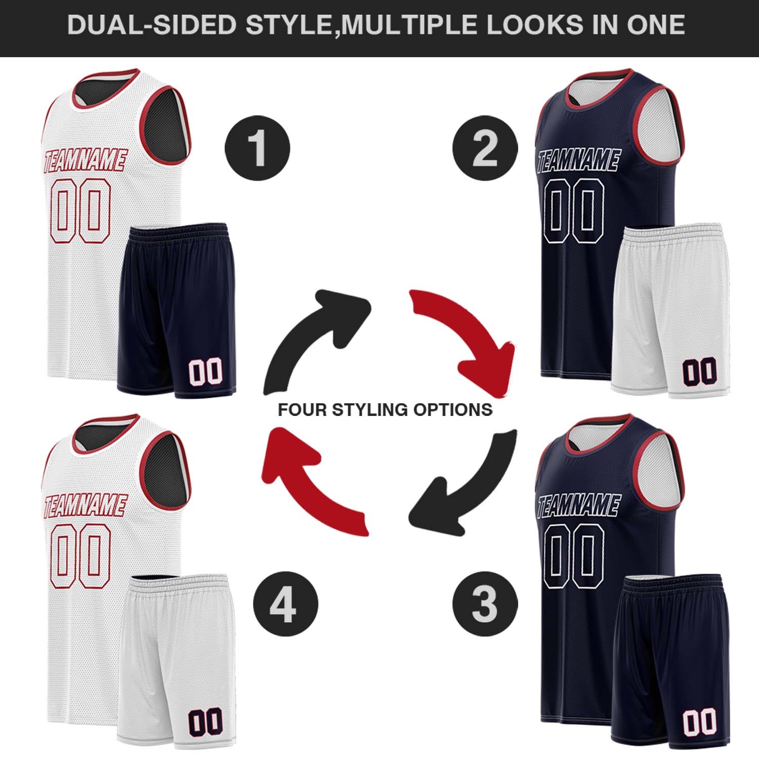 Custom Reversible White & Navy Basketball Uniform (Jersey + Shorts) | Personalized Team Set | Vosoli