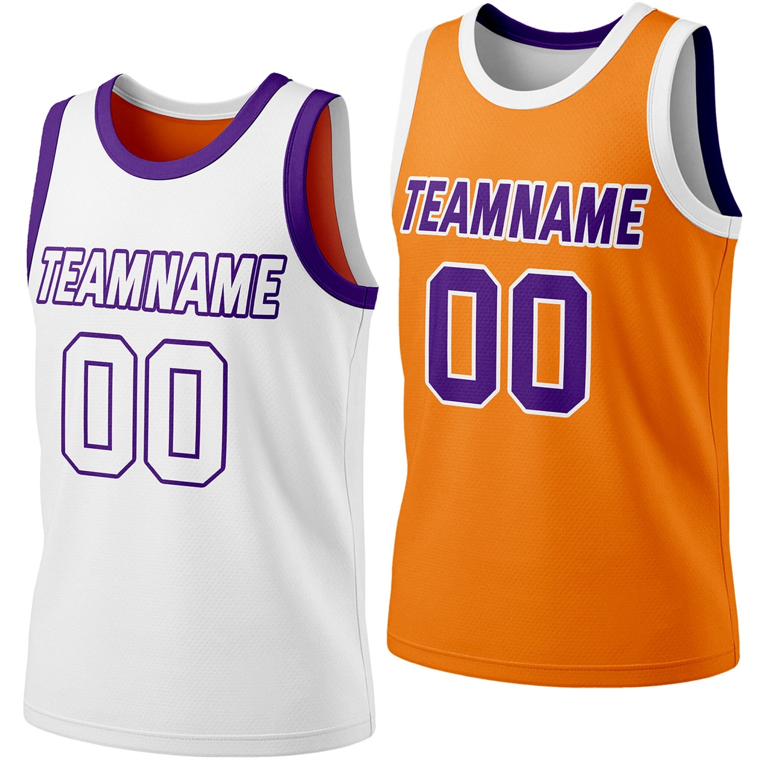 Custom reversible white & orange basketball jersey, personalized team name number logo, breathable mesh fabric sports top for men women youth Adult game practice - Vosoli