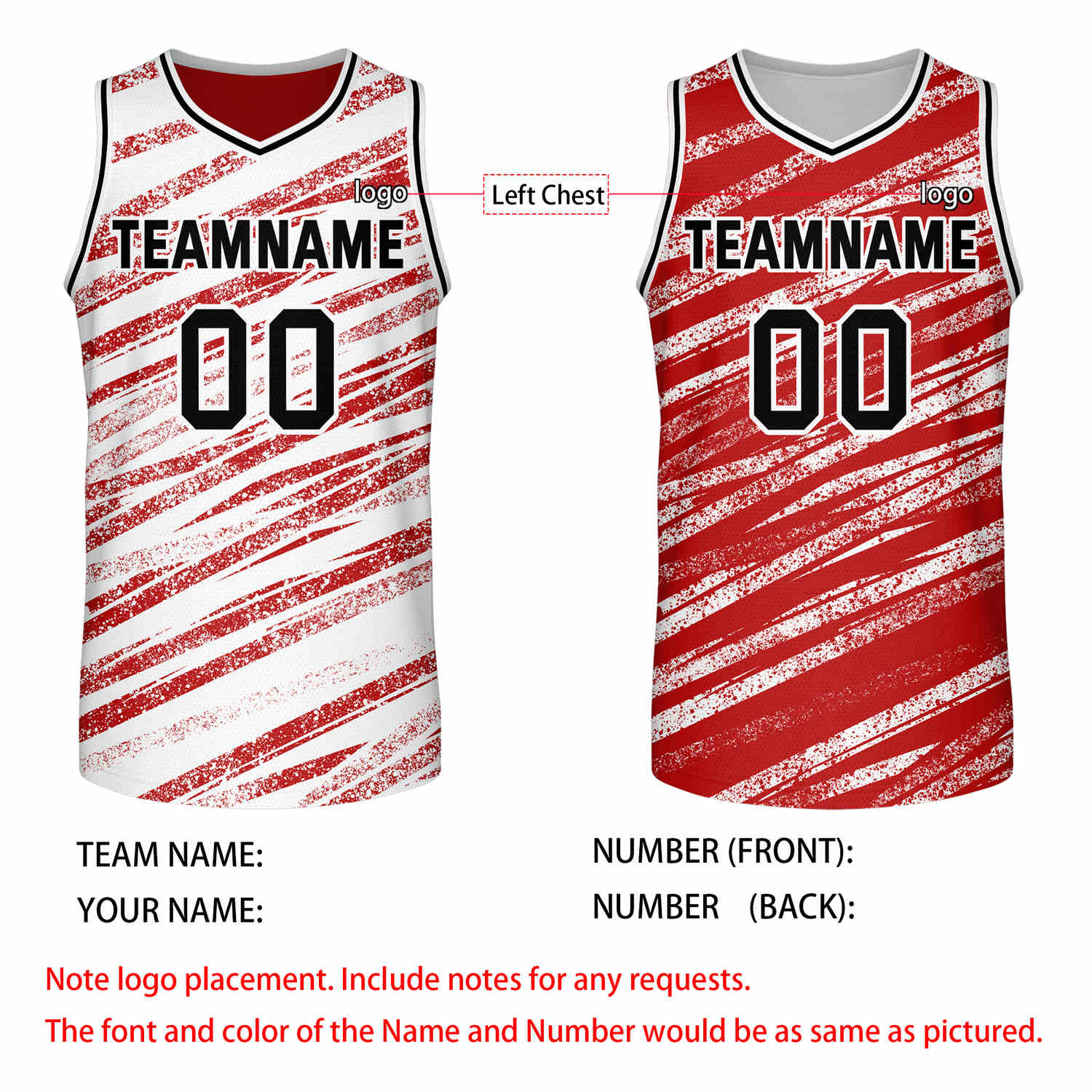 Custom Reversible White Red Basketball Jersey | Team & Player Name - Vosoli