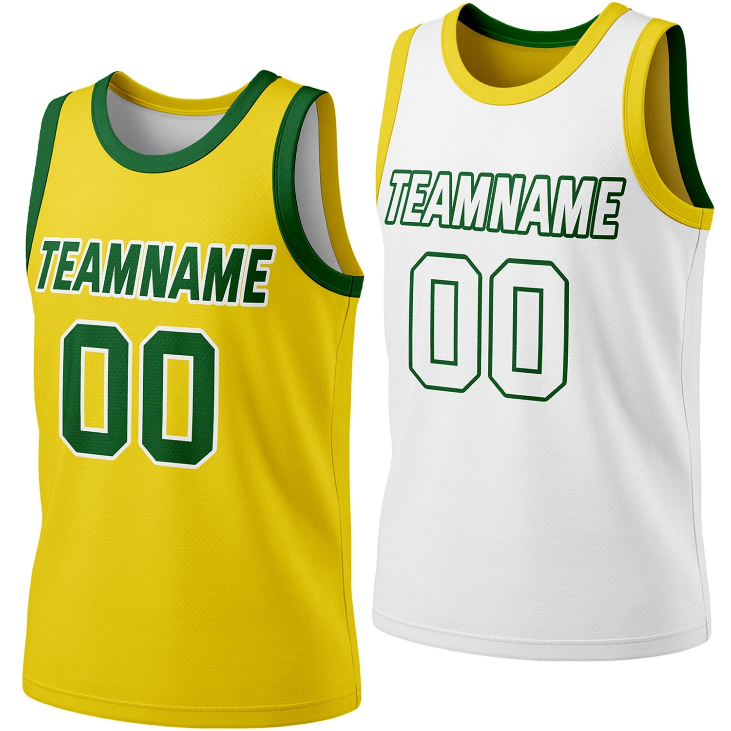 Custom reversible yellow & white basketball jersey, personalized team name number logo, breathable mesh fabric sports top for men women youth Adult game practice - Vosoli