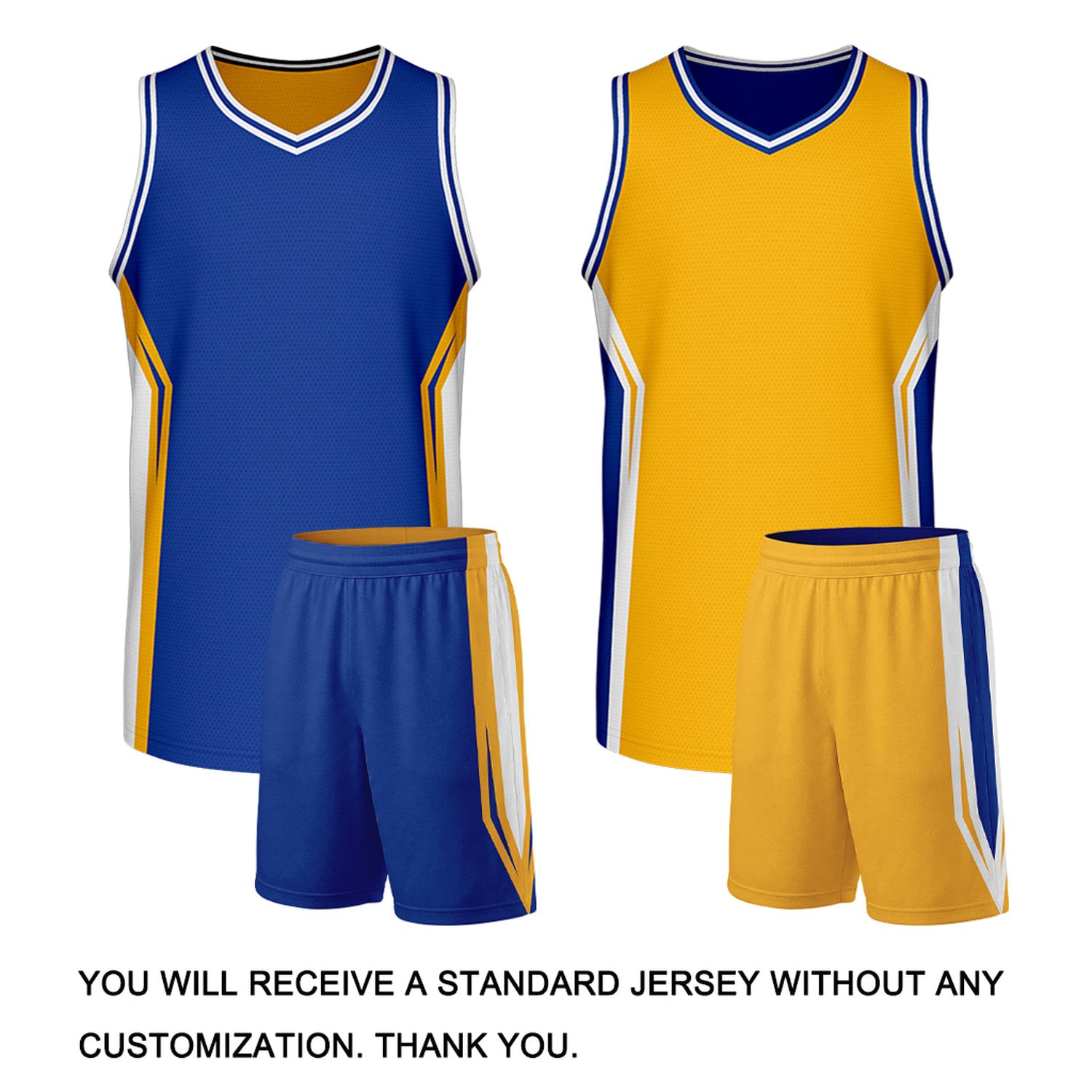 Custom Royal Blue & Gold Two Sided Basketball Uniform Set | Personalized Team Uniforms for Adult & Youth