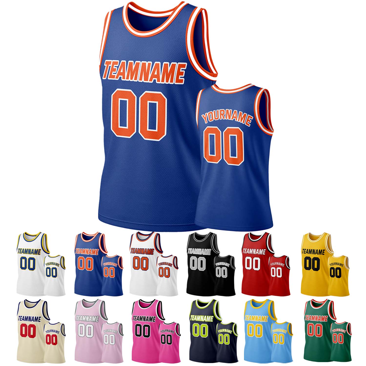 Custom Royal Blue & Orange Mesh Basketball Jersey | Personalized Team Uniform
