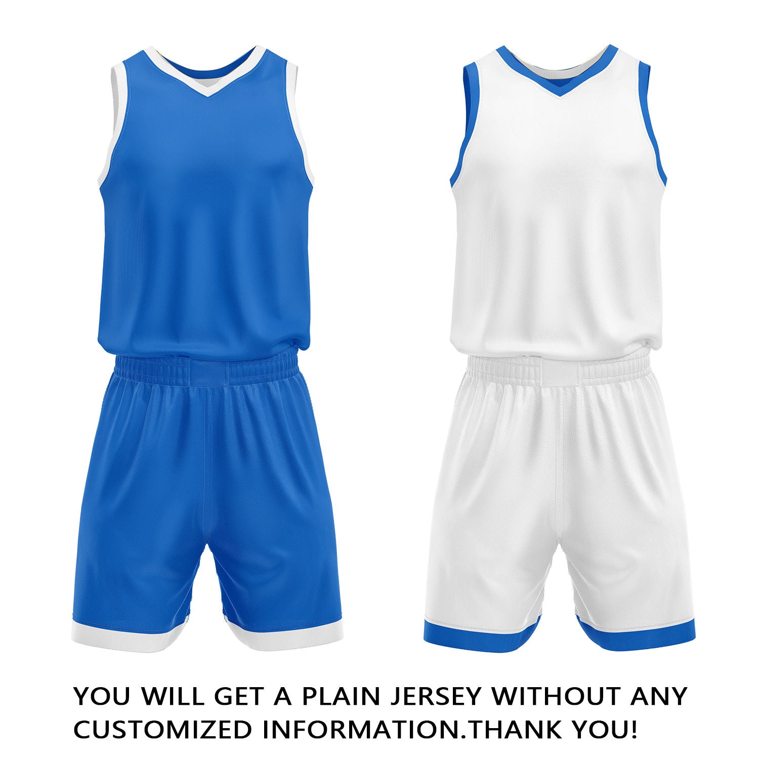 Custom Royal Blue & White Reversible Basketball Jersey Shorts Set | Personalized Full Team Uniform