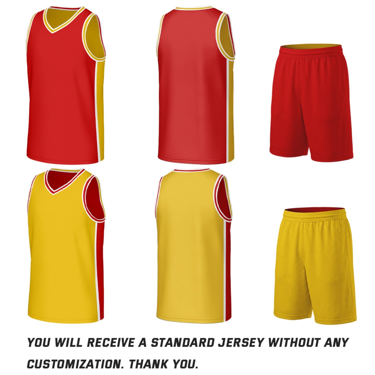 Custom Red & Yellow Double Sided Basketball Uniform Set | Personalized Team Uniforms for Adult & Youth