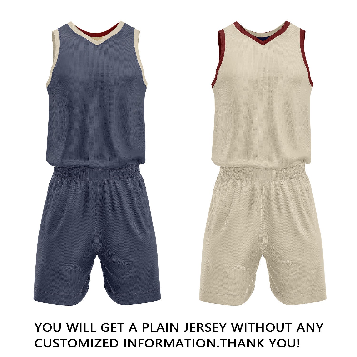 Custom Slate Blue & Cream Reversible Basketball Jersey Shorts Set | Personalized Full Team Uniform