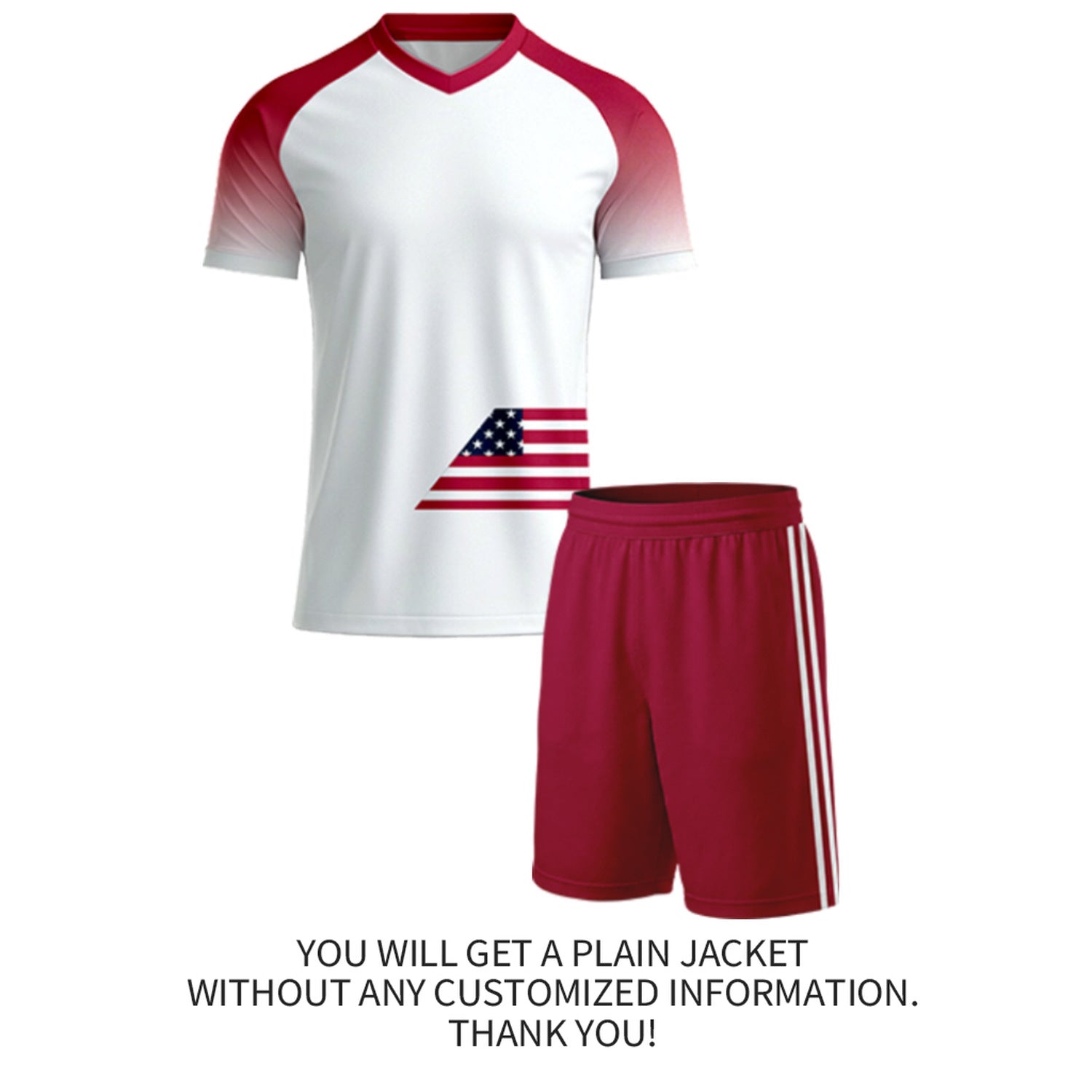 Custom White & Red Gradient Flag Soccer Uniform Set for Youth & Adult Teams