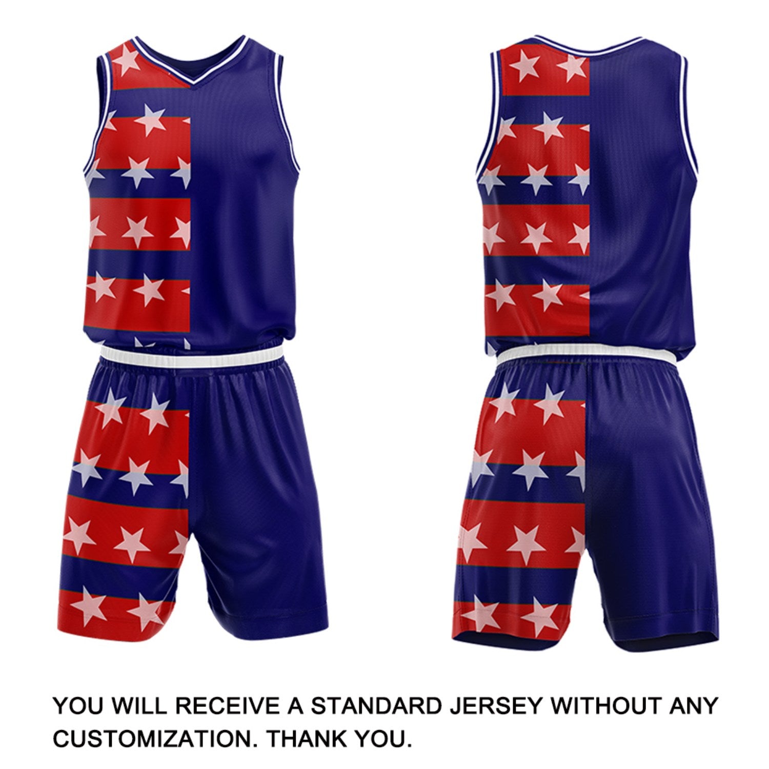Custom Split Red & Blue Star Basketball Jersey & Shorts Set | Personalized Team Uniform