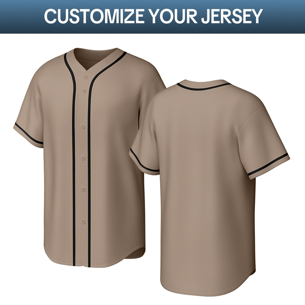 Custom Tan Stitched Baseball Jersey | Personalized Name & Number | Team Uniform