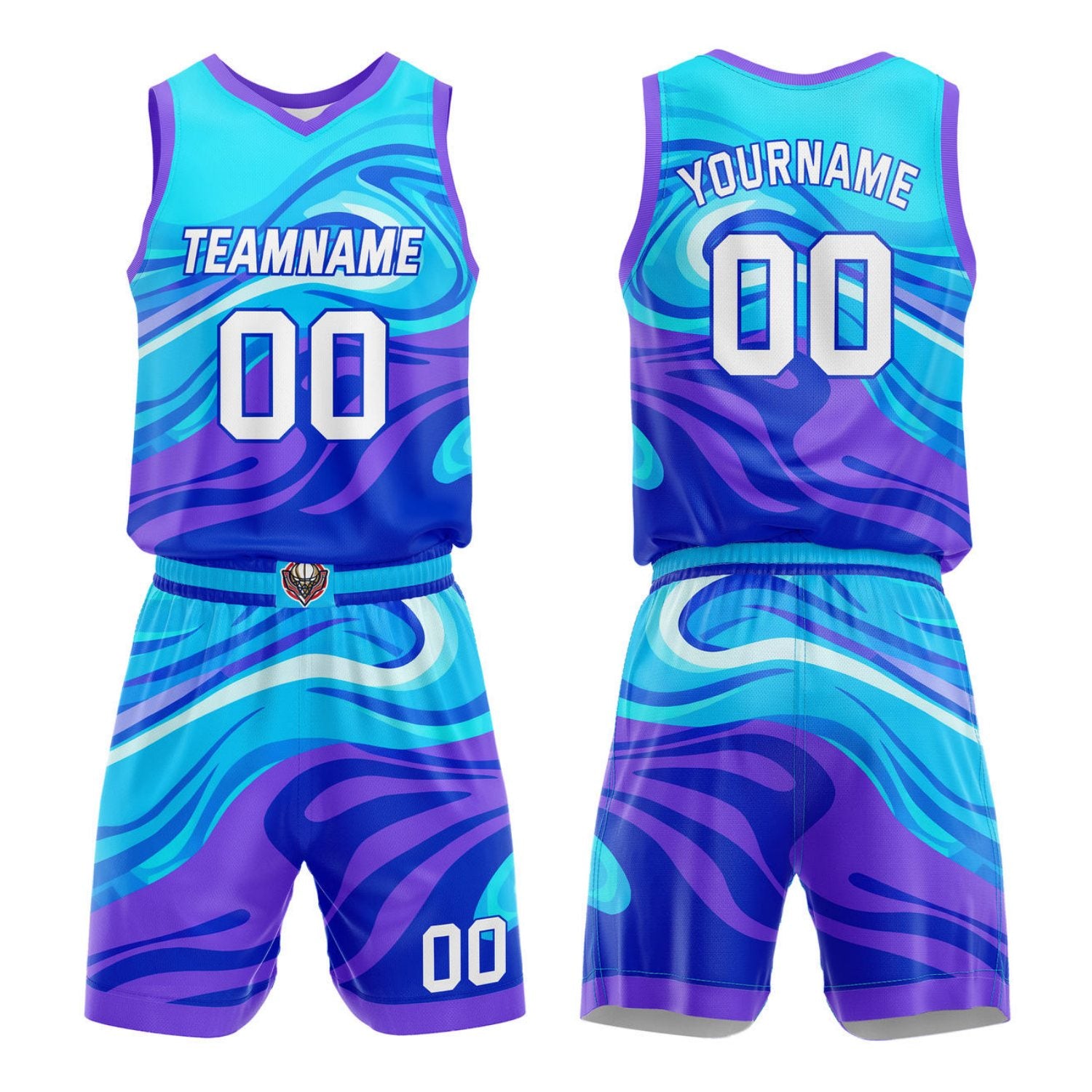 Custom Teal-Purple Gradient Swirl Basketball Uniform | Personalized Team Kit - Vosoli