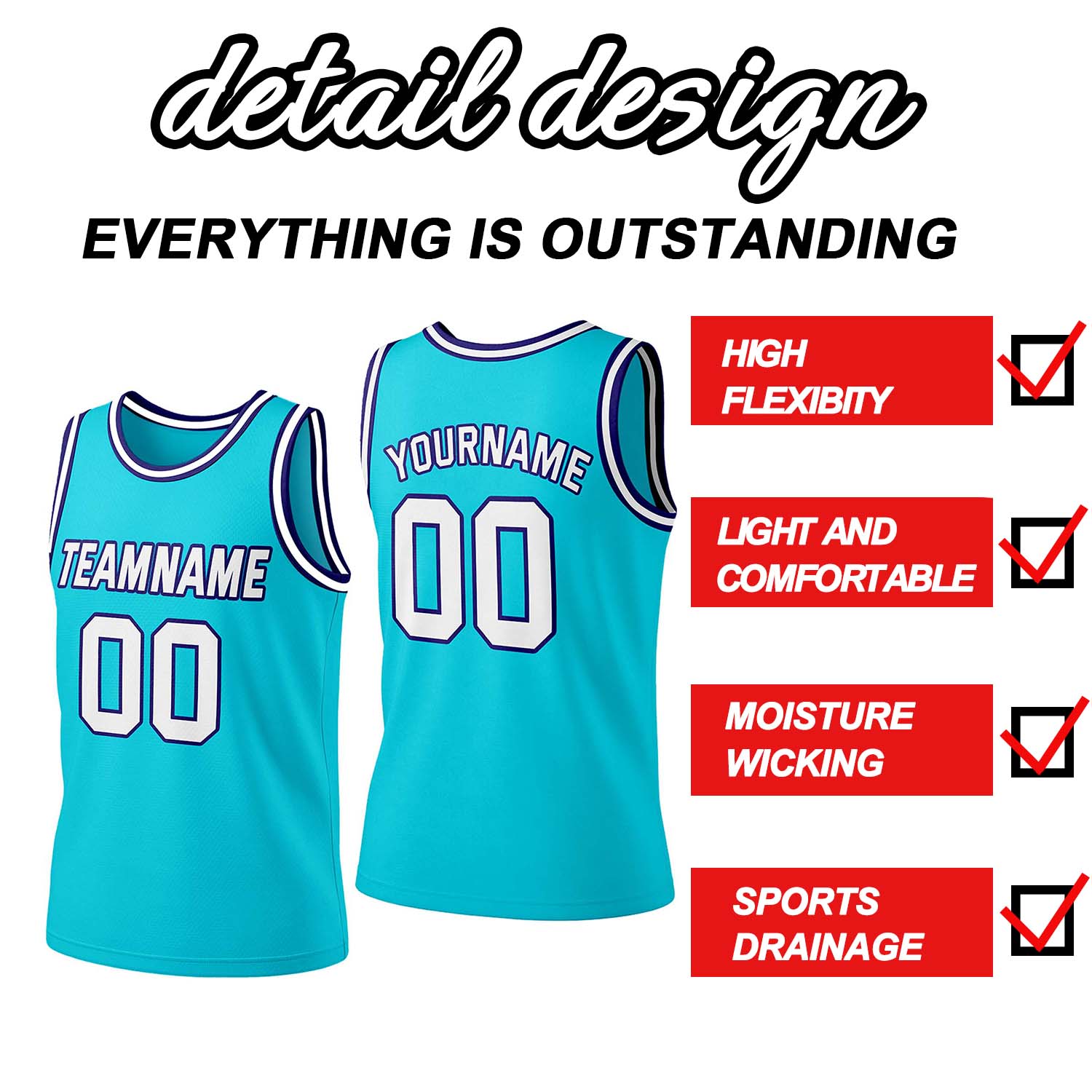 Custom Teal & White Mesh Basketball Jersey | Personalized Team Uniform