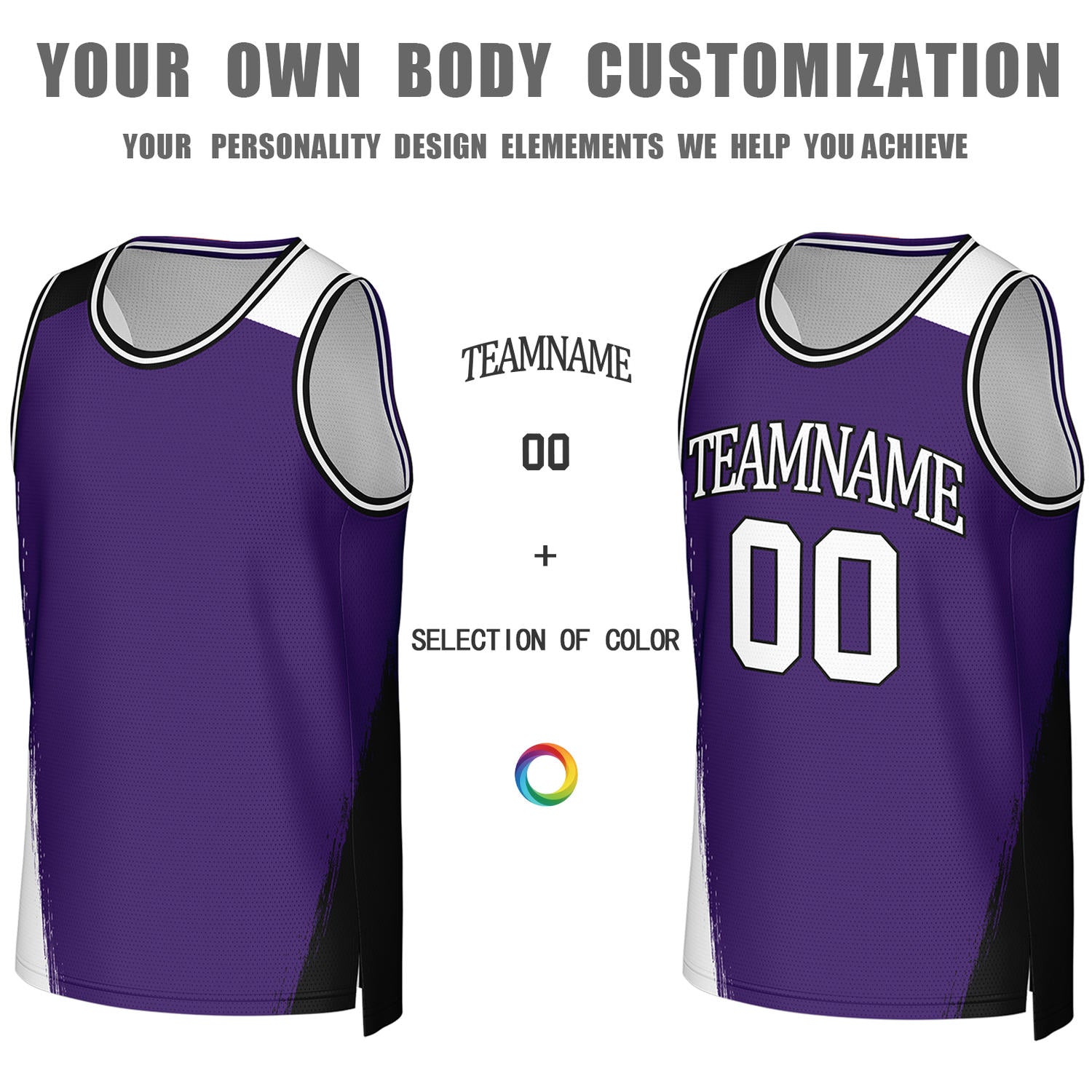 Custom Purple & White Brush Stroke Reversible Basketball Jersey | Personalized Team Uniforms for Adult & Youth