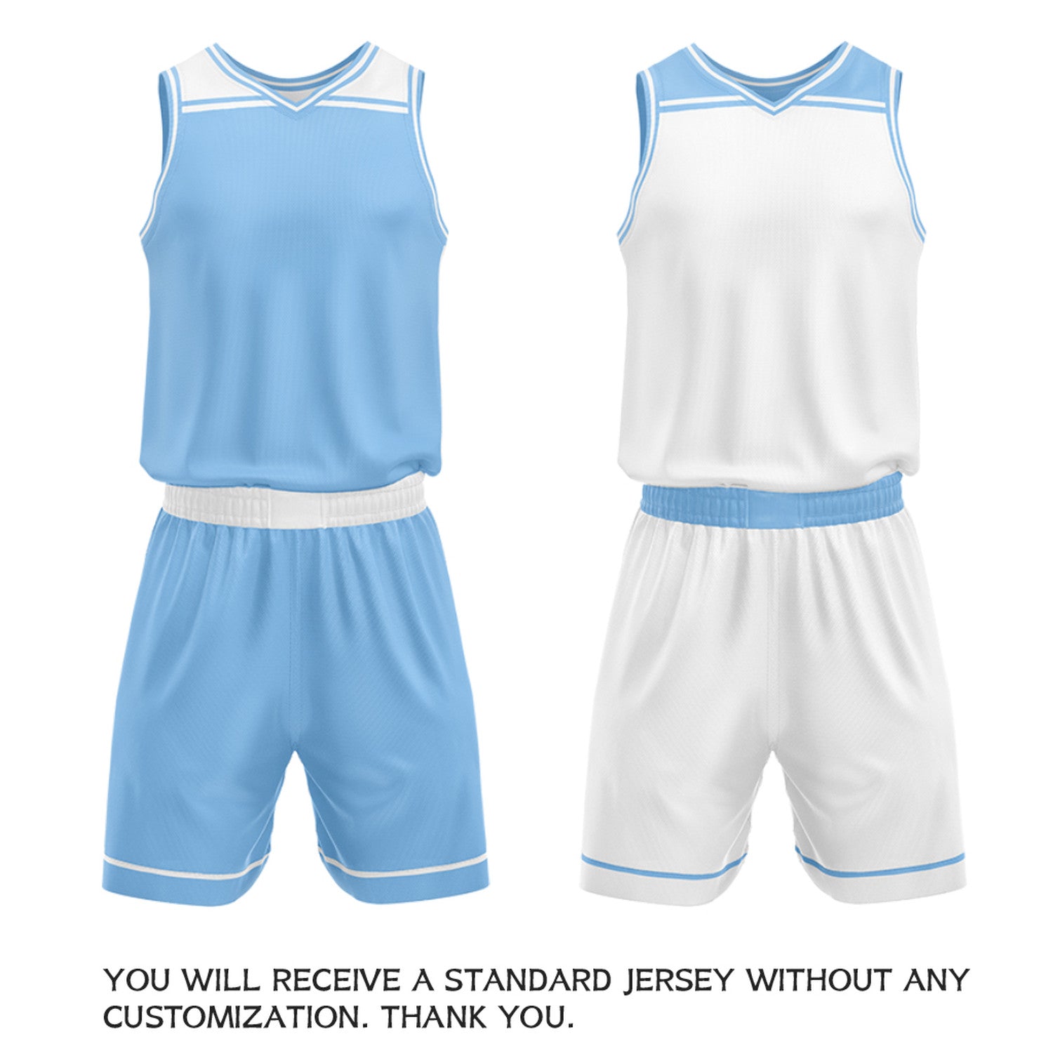 Custom Carolina Blue & White Double Sided Basketball Jersey Set | Wholesale Team Uniform