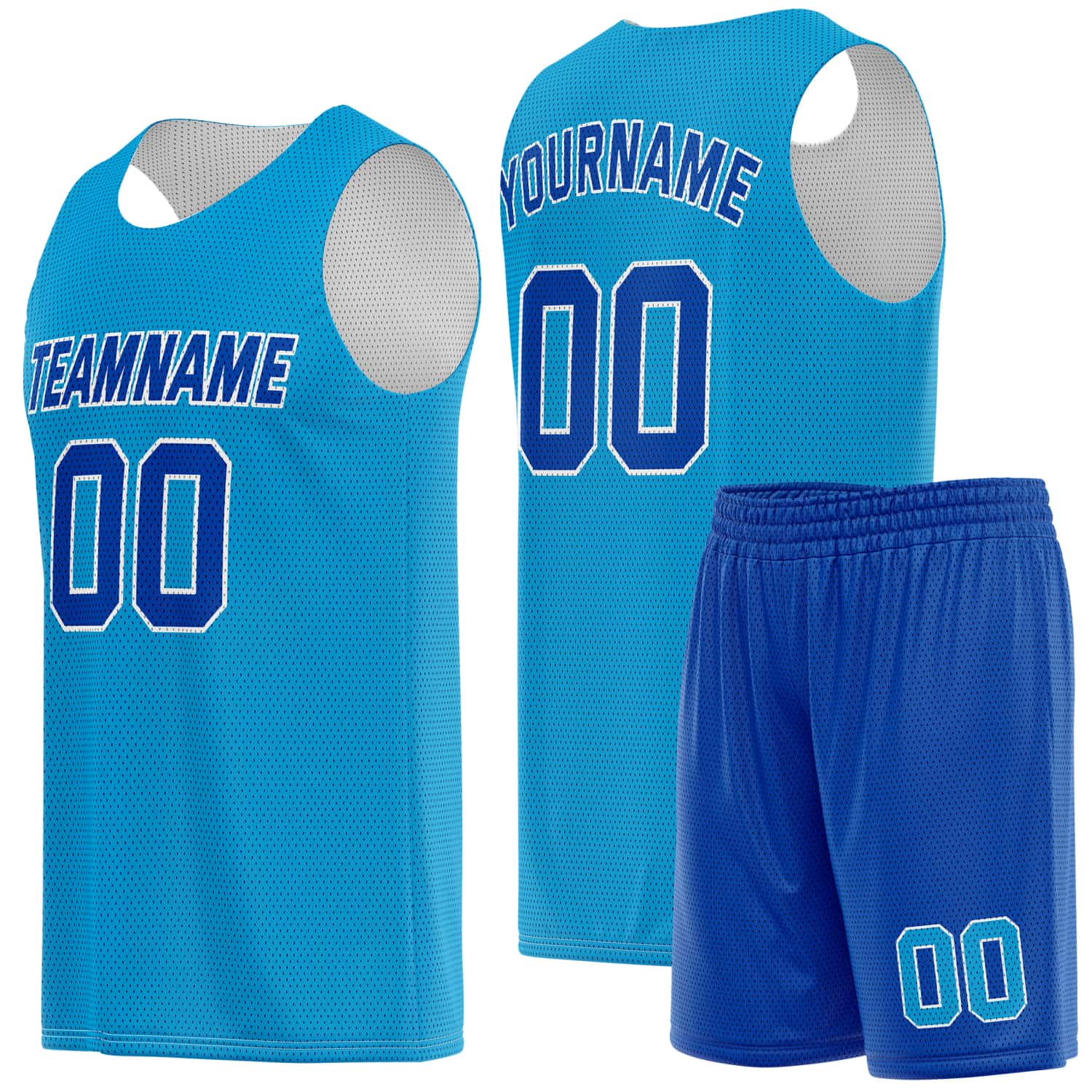 Custom Turquoise & Royal Blue Basketball Jersey + Shorts Set - Personalized Team Name, Number | Vosoli
