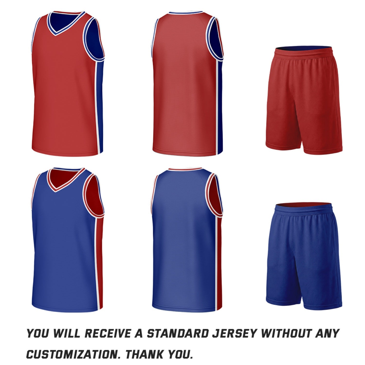 Custom Red & Blue Double Sided Basketball Uniform Set | Personalized Team Uniforms for Adult & Youth