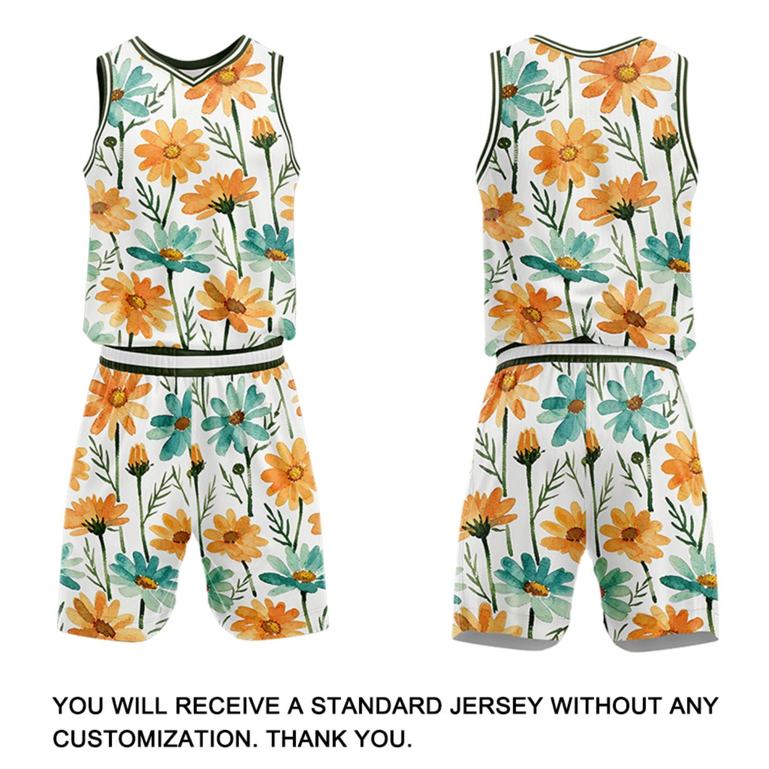 Custom Watercolor Flower Basketball Jersey & Shorts Set | Personalized Team Uniform