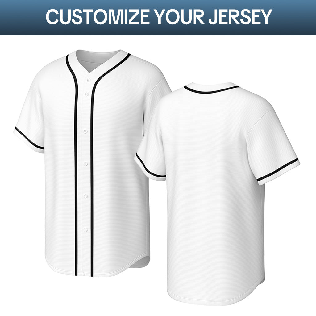 Custom Stitched Baseball Jersey White Black | Personalized Name & Number | Team Uniform