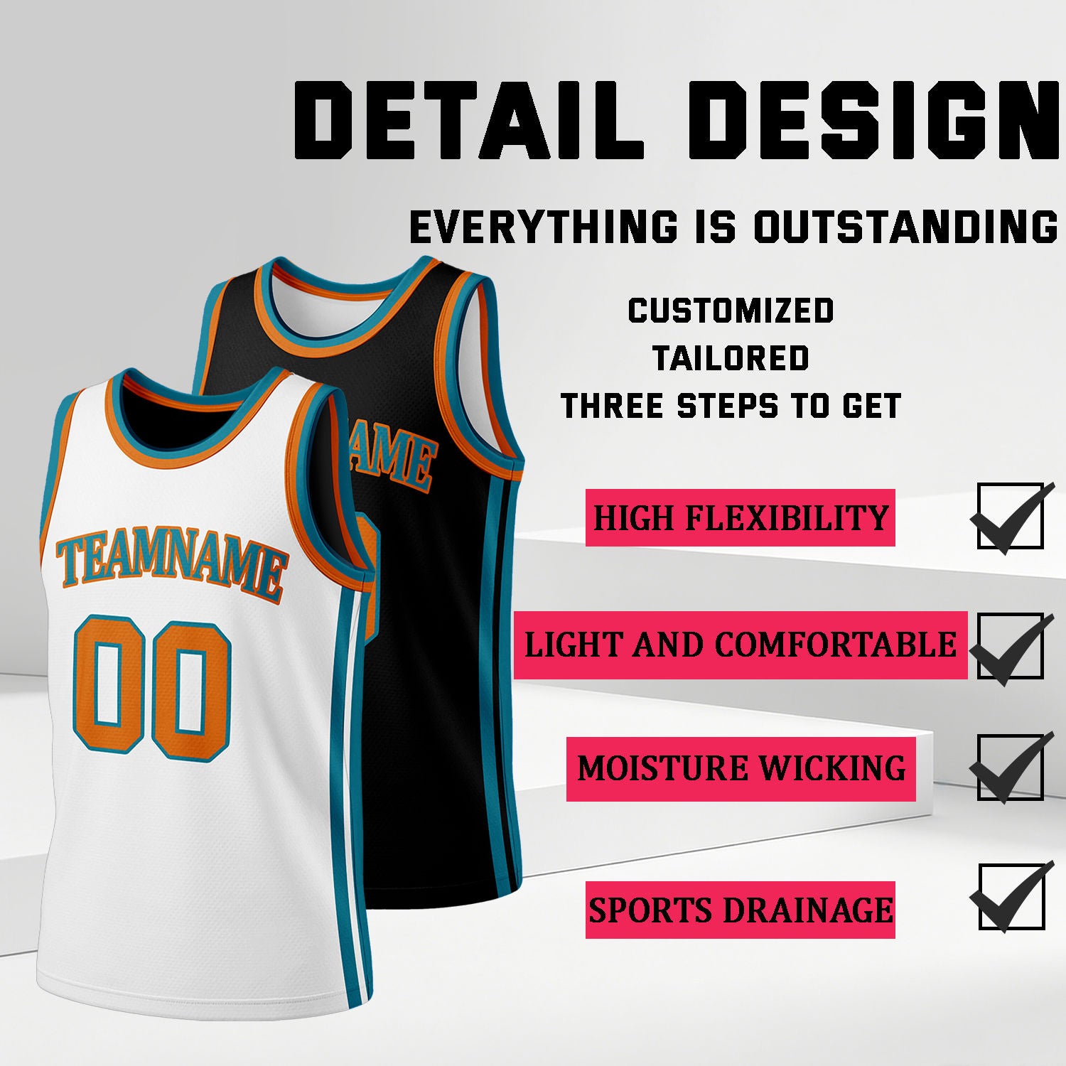 Custom White & Black Reversible Basketball Jersey Shorts Set | Personalized Full Team Uniform