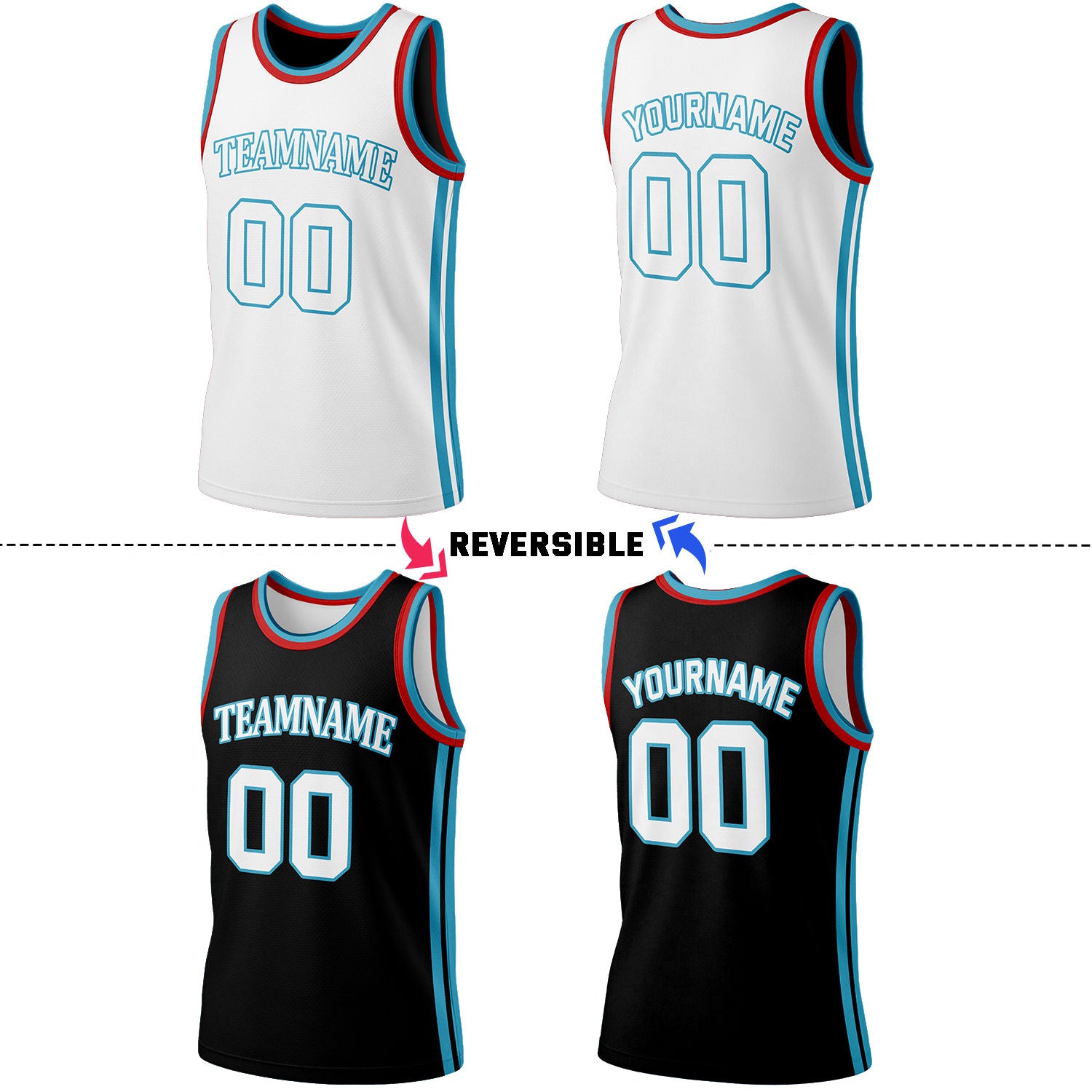 Custom White & Black Reversible Basketball Jersey Shorts Set | Personalized Full Team Uniform