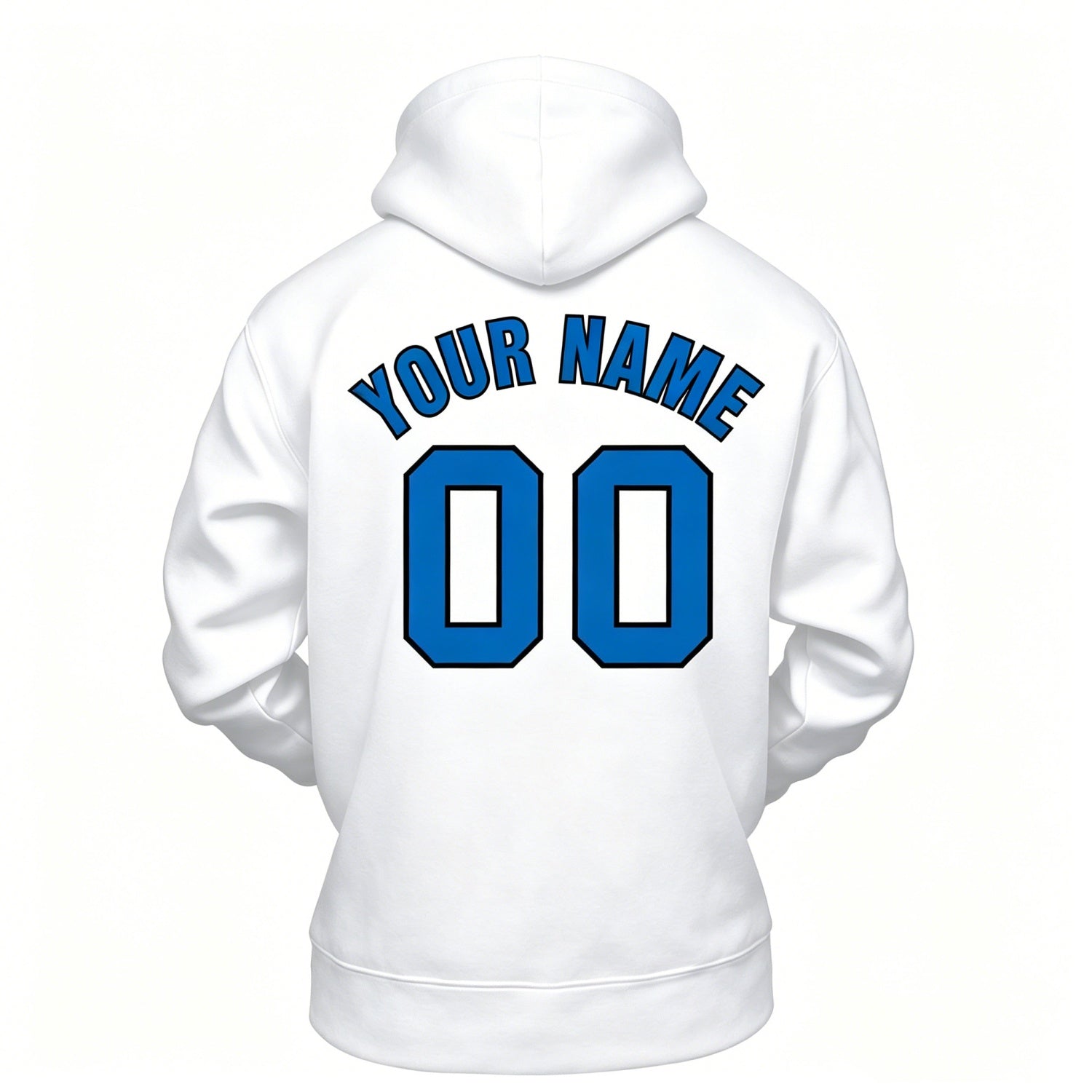 Custom White & Blue Hoodie | Personalized Name & Number Sports Pullover | Vosoli