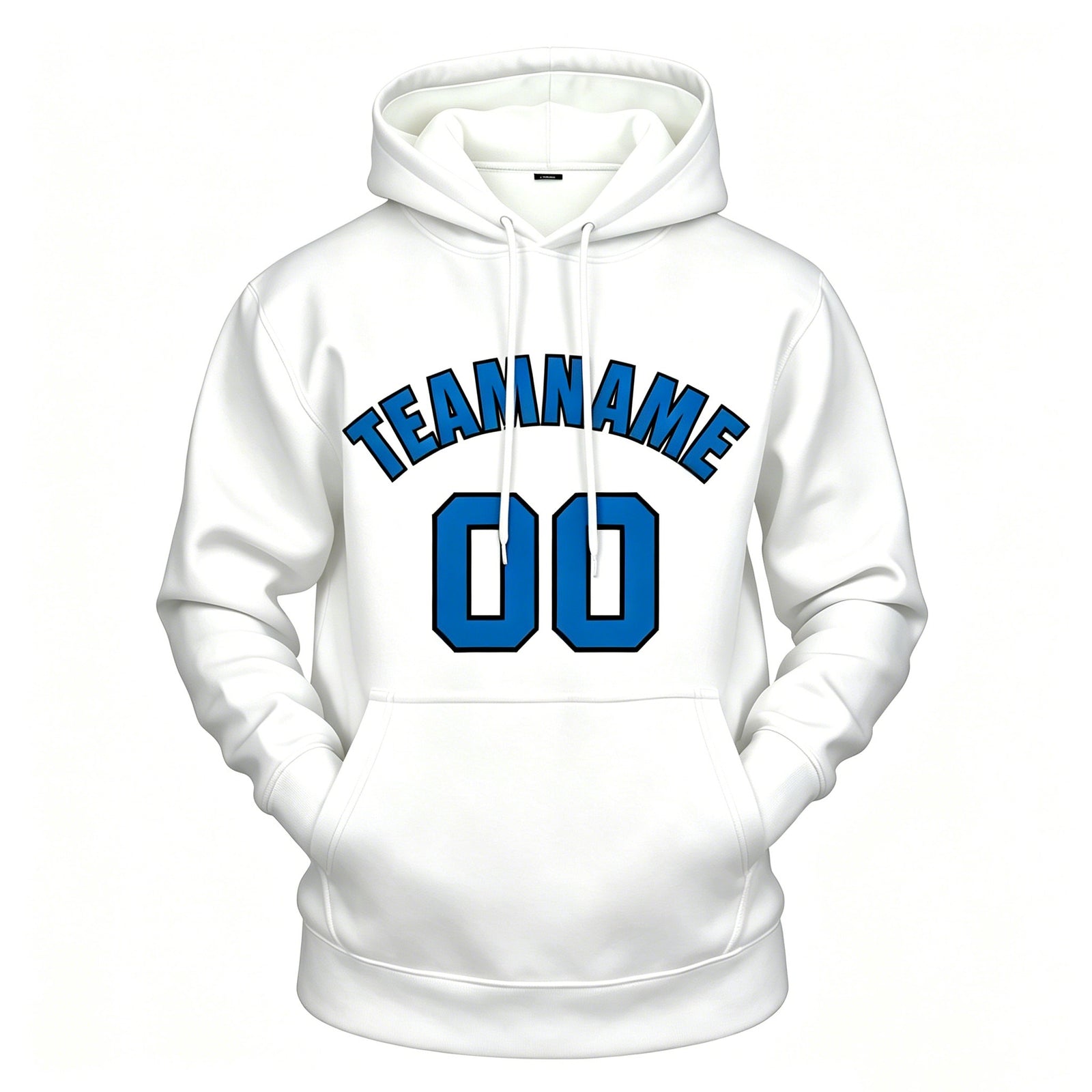Custom White & Blue Hoodie | Personalized Name & Number Sports Pullover | Vosoli