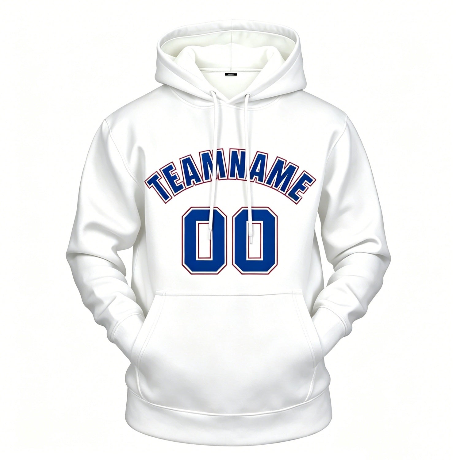 Custom White & Blue Hoodie | Personalized Name & Number Sports Pullover | Vosoli