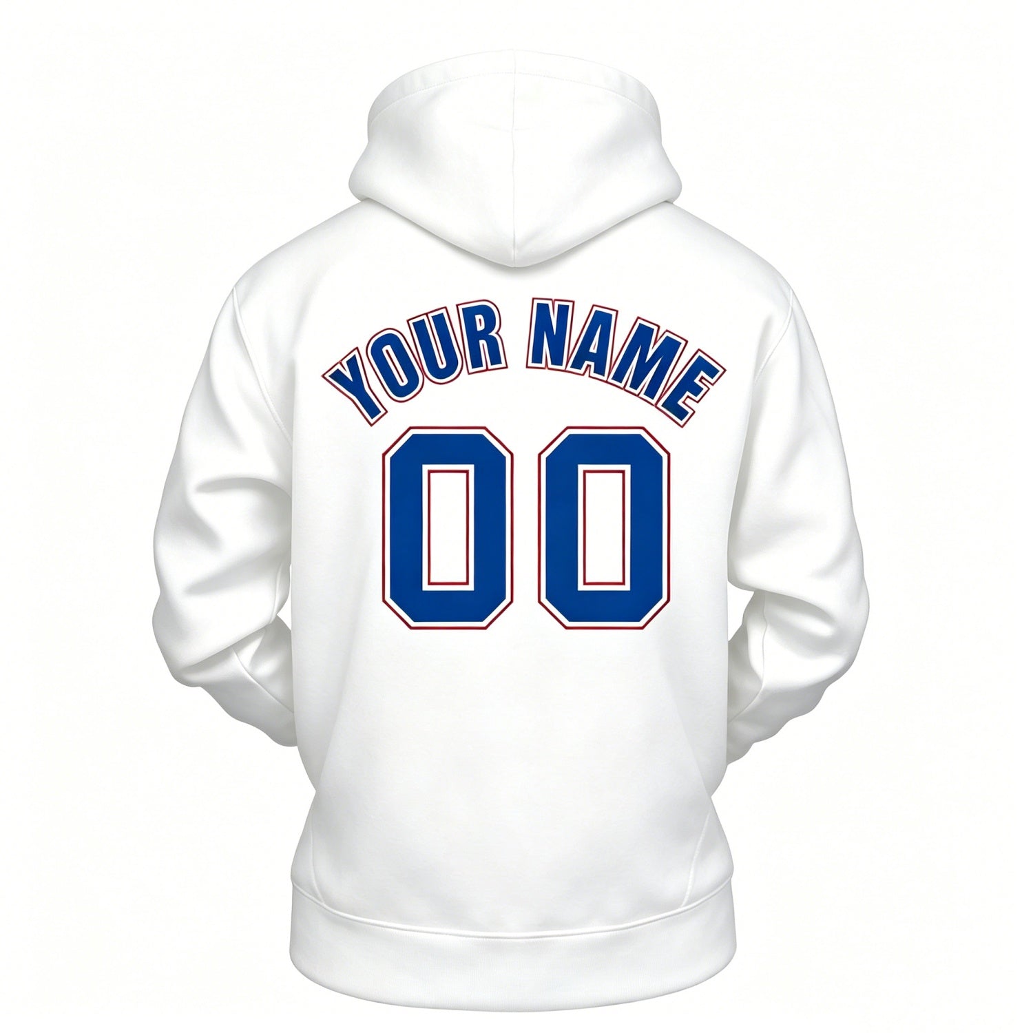 Custom White & Blue Hoodie | Personalized Name & Number Sports Pullover | Vosoli