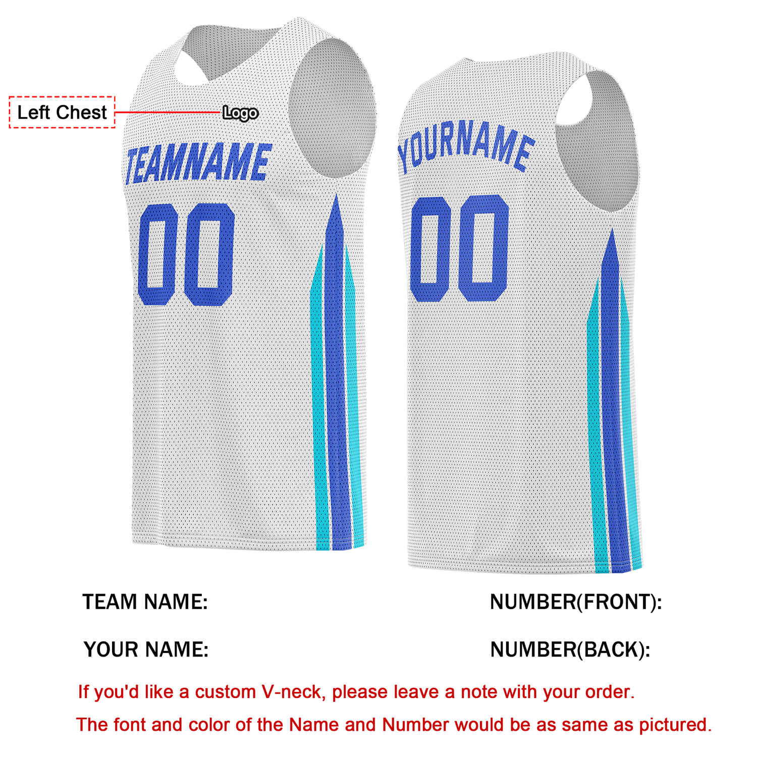 Custom White & Blue-Turquoise Basketball Jersey | Personalized Team Kit - Vosoli